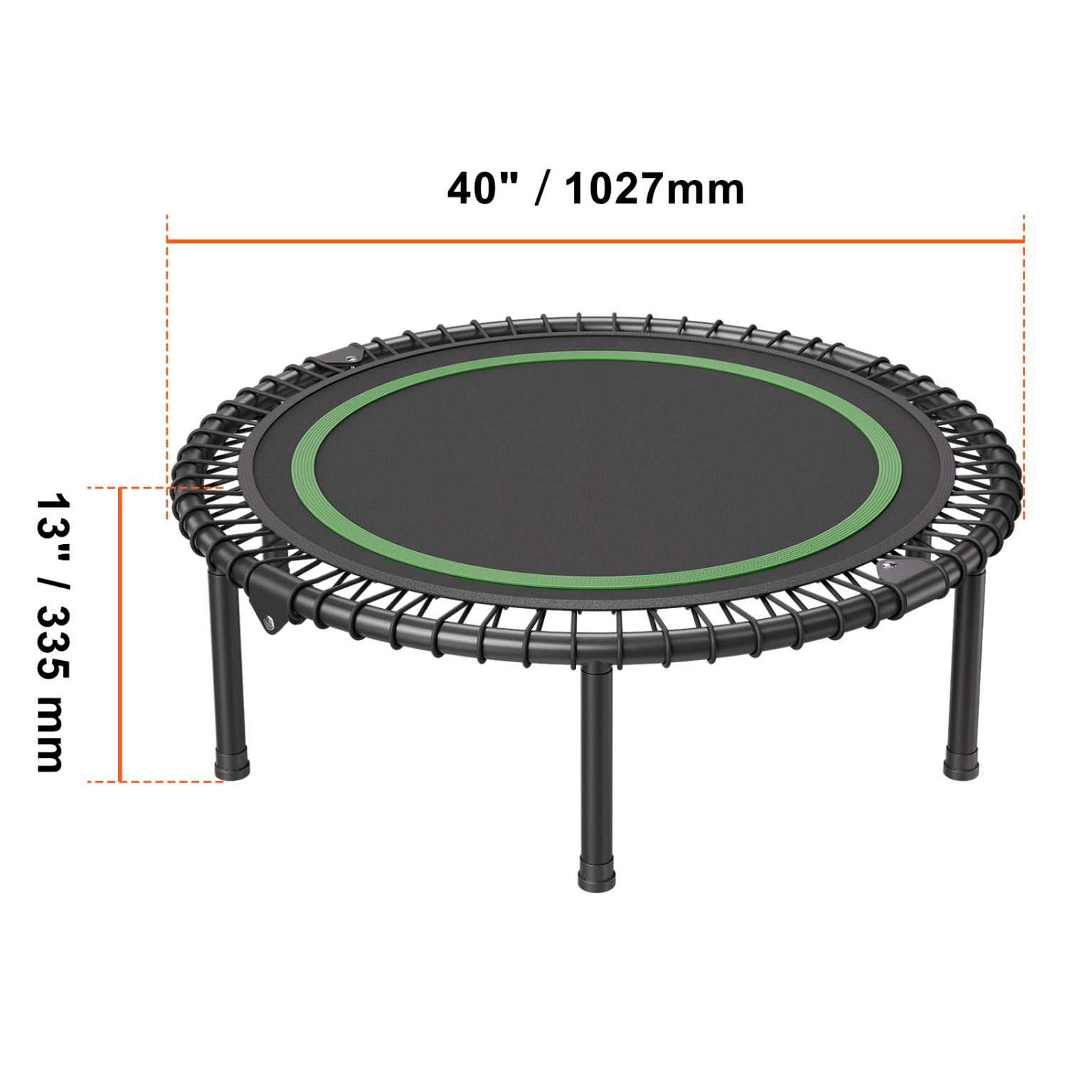 VEVOR 330lbs Max Load Foldable Mini Trampoline, 40 Inch Fitness Rebounder, Stable & Quiet Indoor Small Workout Trampoline, Mini Trampoline for Adults