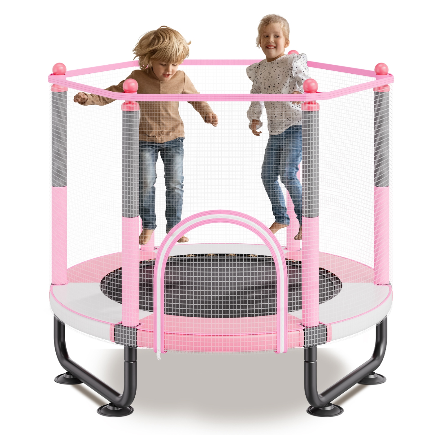 Trampoline VEVOR pour enfants de 60&nbsp;po, mini trampoline intérieure/extérieure de 5 pi pour tout-petits, filet de sécurité et panier de