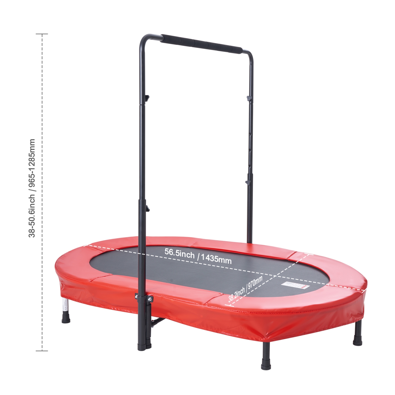 VEVOR 56x36 inch Kids Trampoline, Indoor/Outdoor Foldable Mini Trampoline with Handle, Rebounder for Toddlers, Birthday Gift for 3+ Years Children,