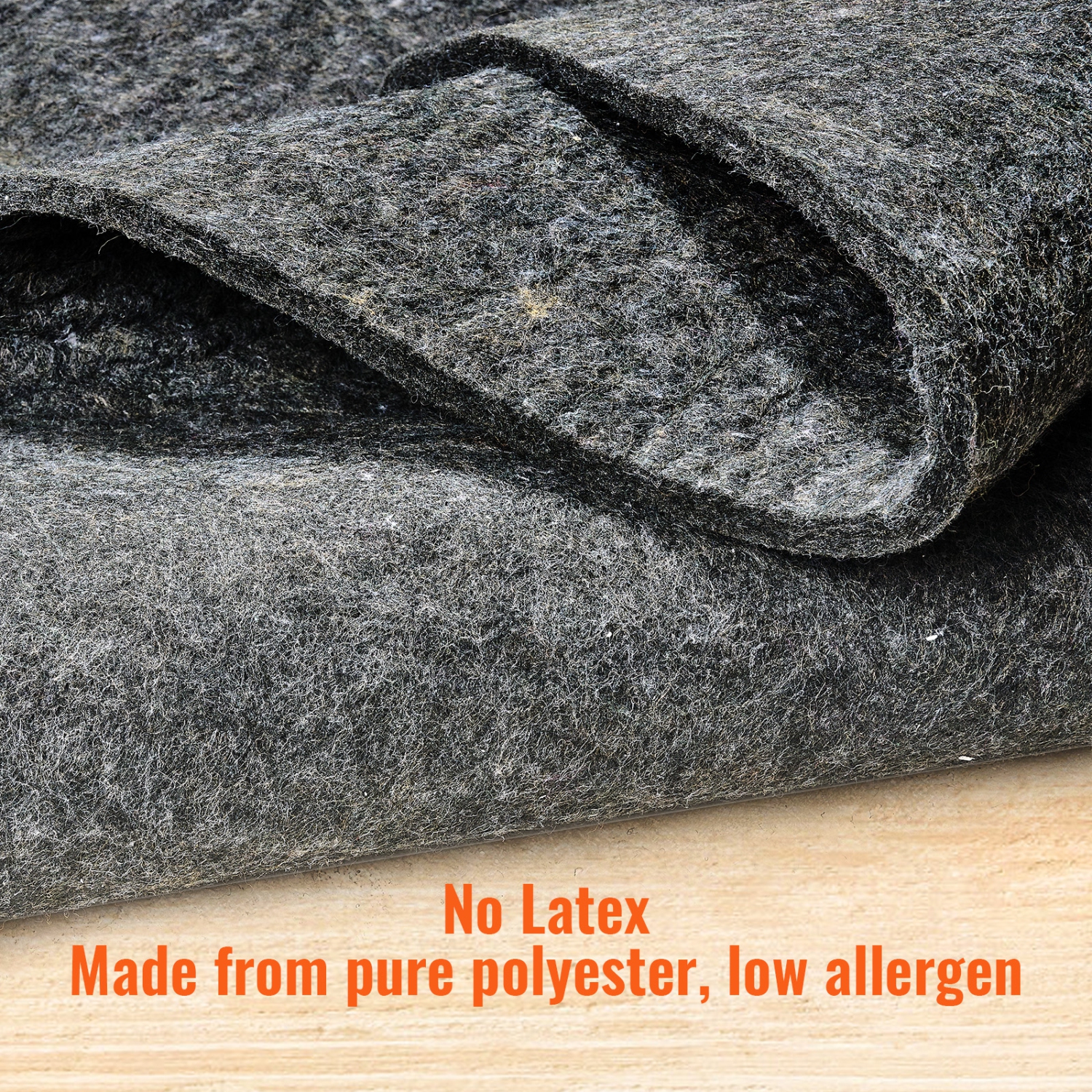 VEVOR 9' x 12' Rug Pad Without Slip Resistance, Protective Cushioning Carpet Pad, 1/4"Thick, 100% Pure Polyester Felt, 10-11㎡ Comfort Underfoot