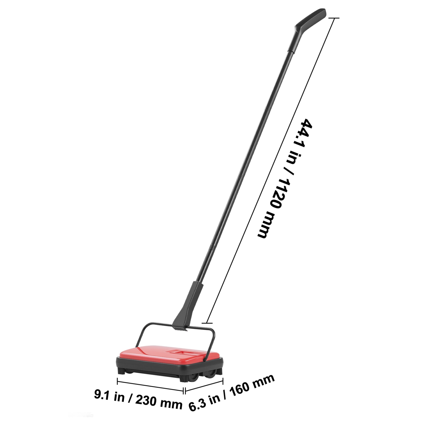 Balayeuse pour tapis VEVOR, balai de plancher avec bac à poussière 300 ml facile à vider, 6.7 po Largeur de nettoyage pour poils d'animaux,