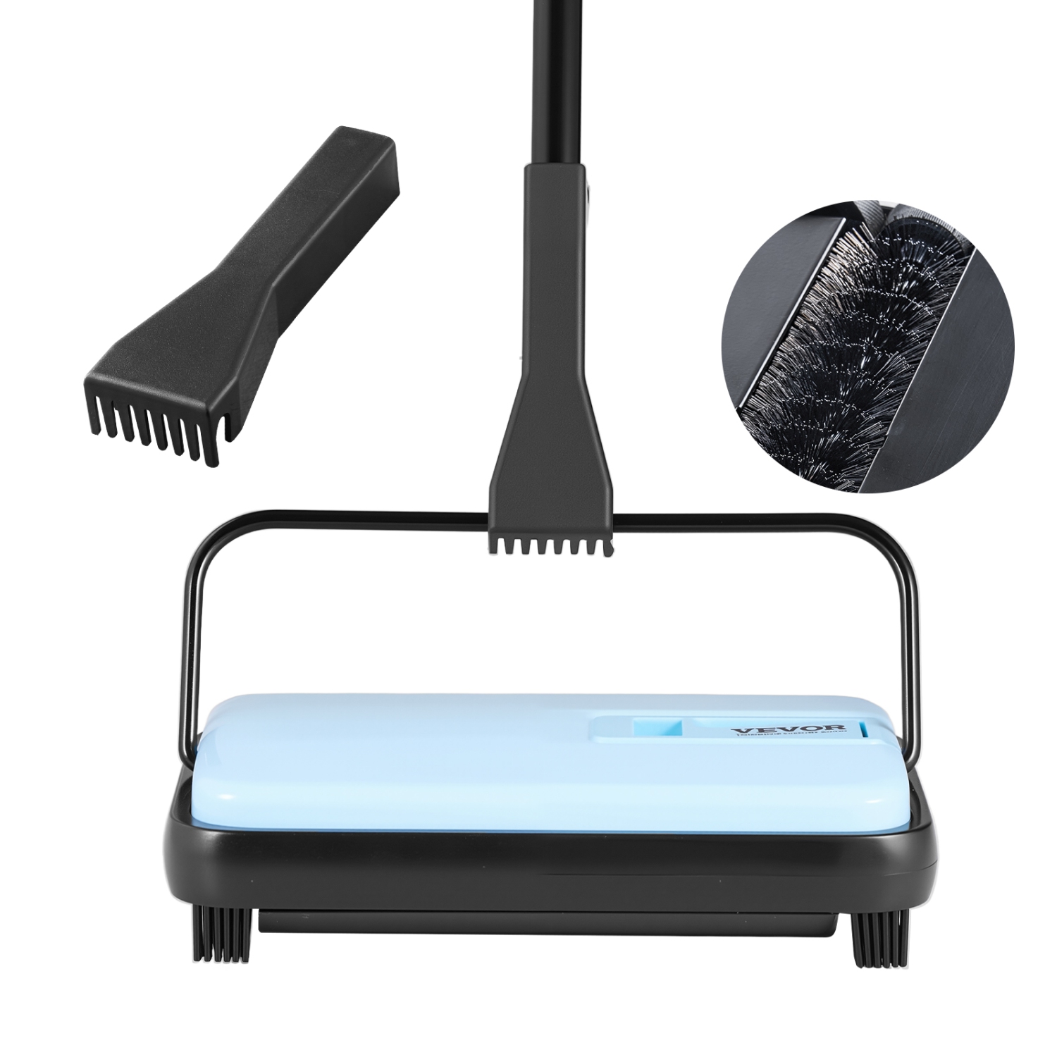 VEVOR Carpet Sweeper Manual, Floor Sweeper with 300 ml Dustbin Capacity Easy to Empty, 6.7 inch Cleaning Width for Home Office Carpets Pet Hair Dust,