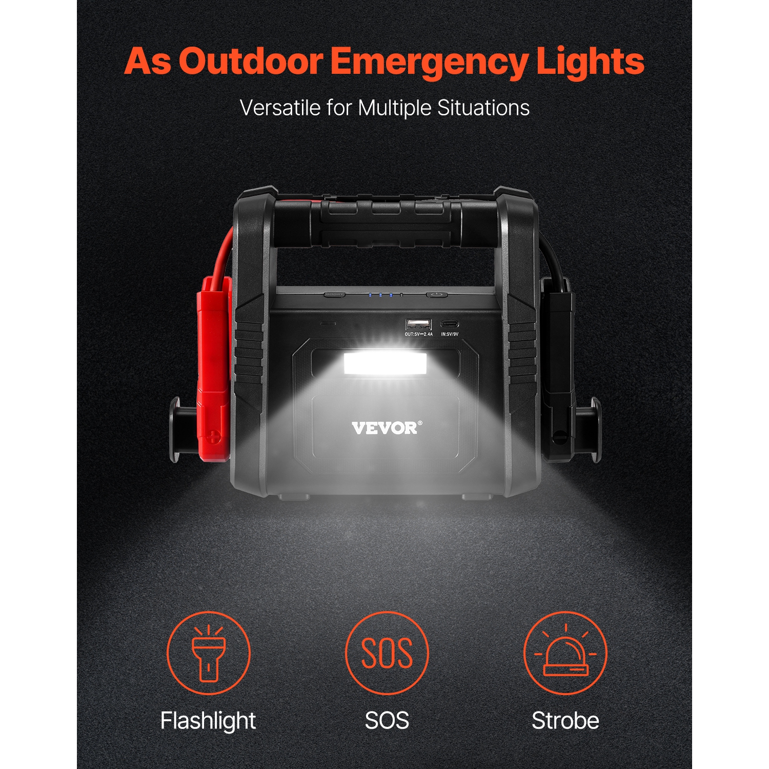VEVOR 4000A Peak Jump Starter, Car Battery Starter Power Pack, Battery Booster with Air Compressor Jumper Cables LCD Display LED Light, for All