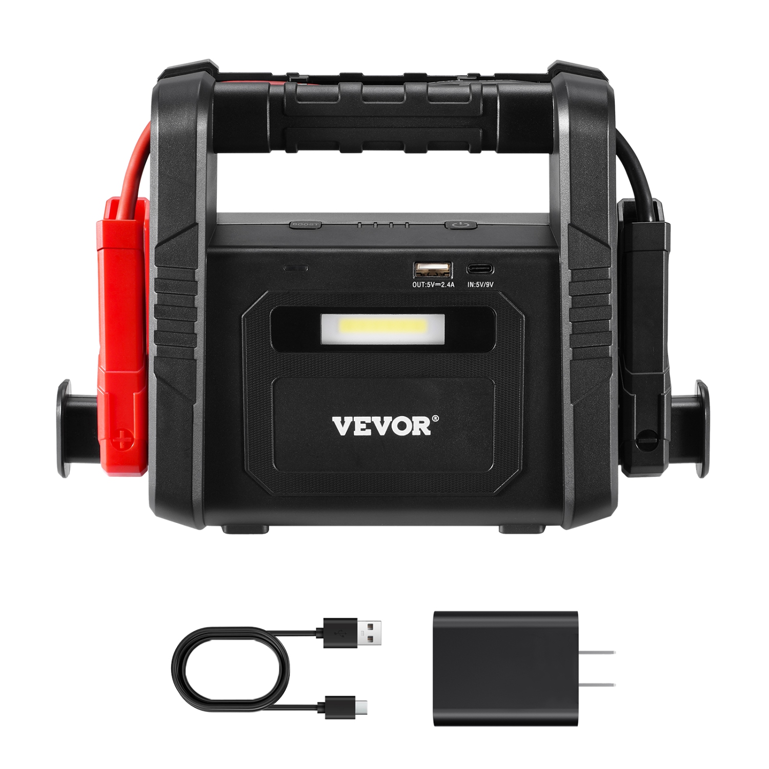 VEVOR 4000A Peak Jump Starter, Car Battery Starter Power Pack, Battery Booster with Air Compressor Jumper Cables LCD Display LED Light, for All