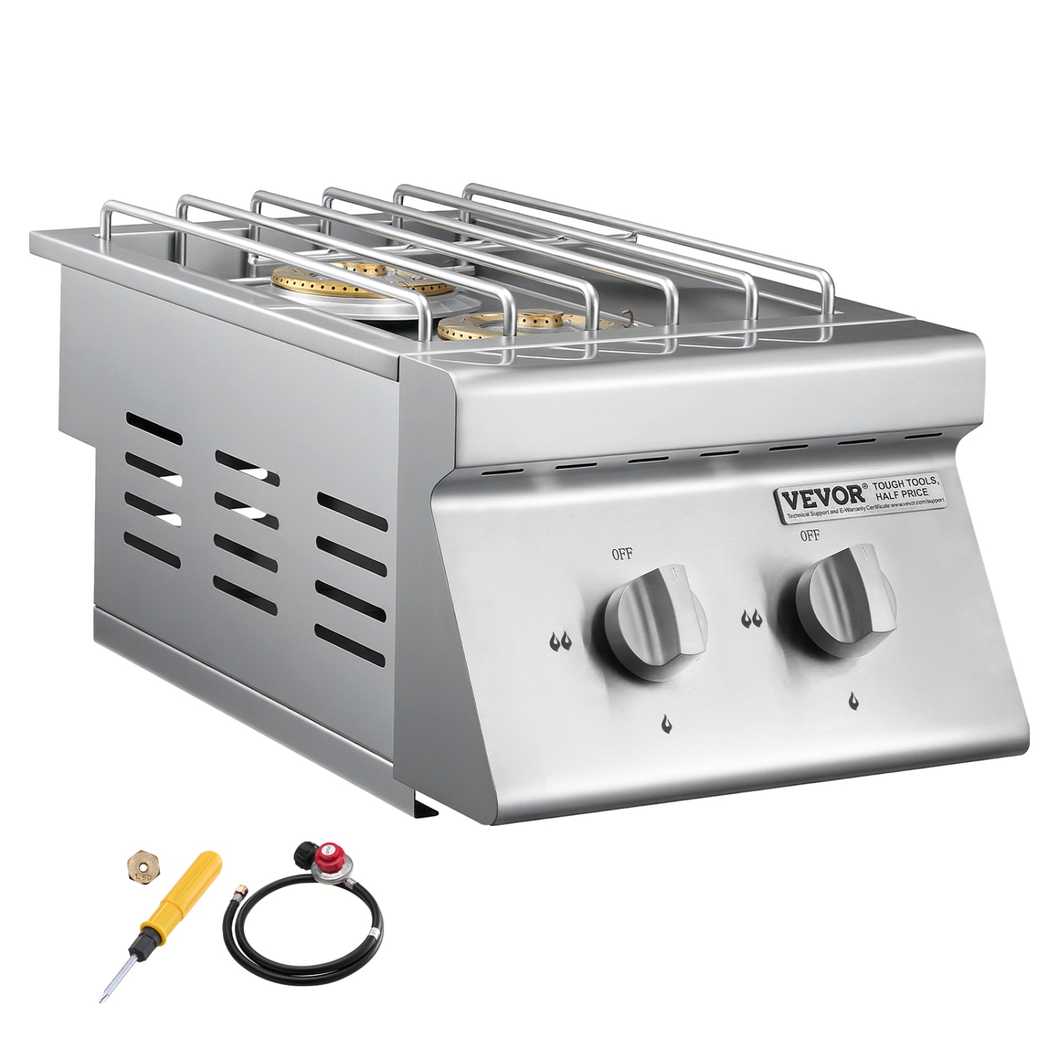 2 brûleurs latéraux à double gril VEVOR 15&nbsp;000&nbsp;BTU, brûleur latéral au propane liquide pour cuisine extérieure, convertible au gaz naturel,