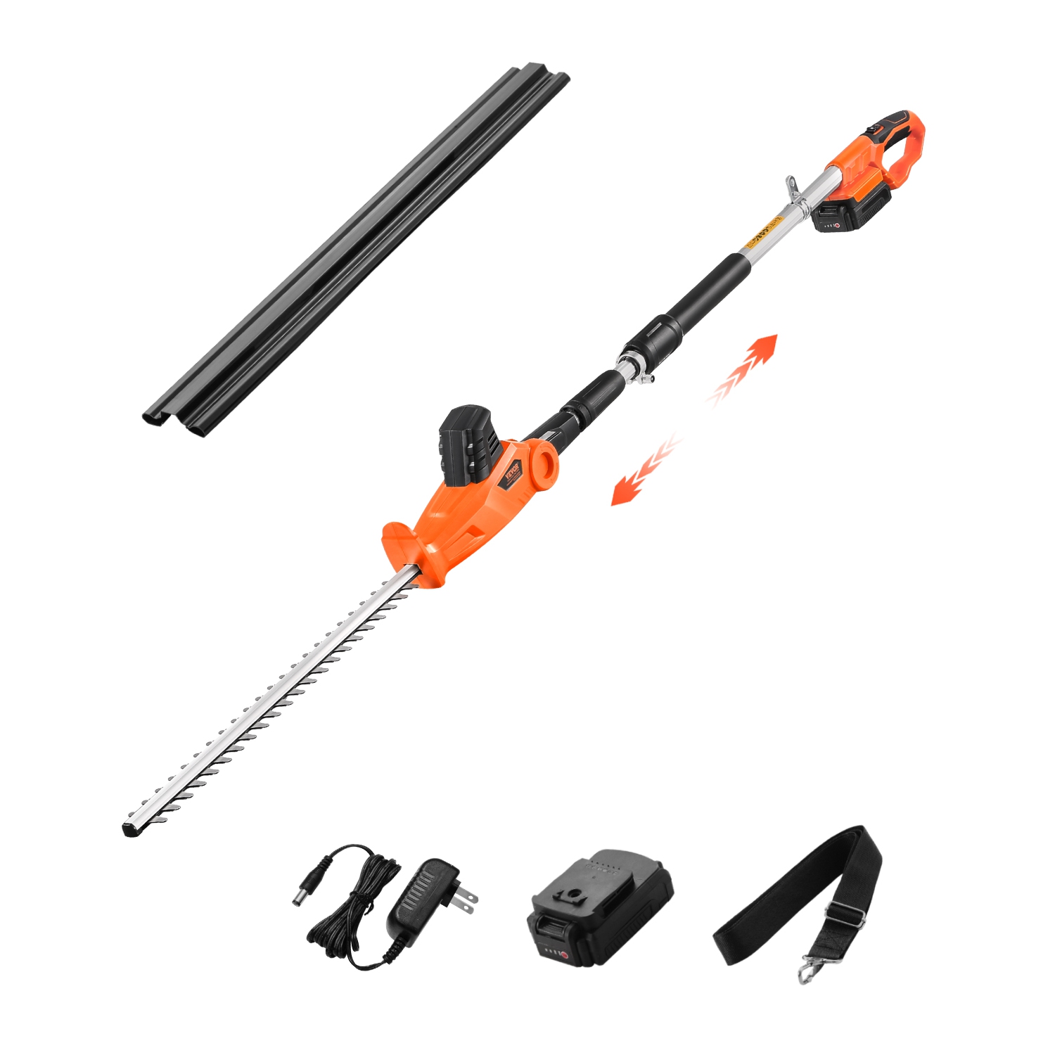 VEVOR 1200 RPM Electric Hedge Trimmer, 6.2 - 7.8 Ft Extendable, Pole Hedge Trimmer for High Branch, 20V Battery, Cordless Hedge Trimmer with 20 in