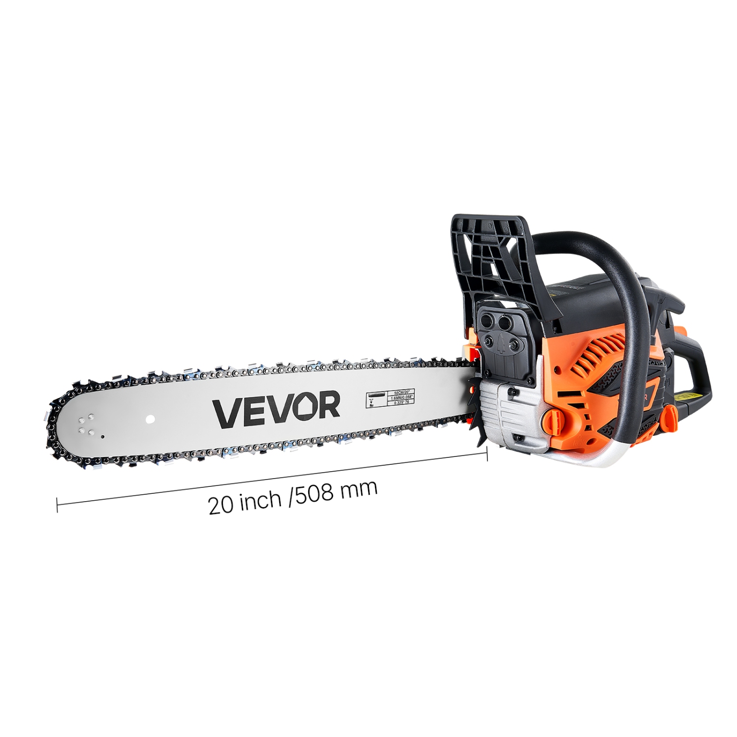 VEVOR 62 cc Gas Chainsaw, 20 inch Gas Powered Chainsaw, 3.8 HP Power Chain Saw with Non-Slip Handle, Gas-Powered Chainsaws with Dual Fuel Tanks, For