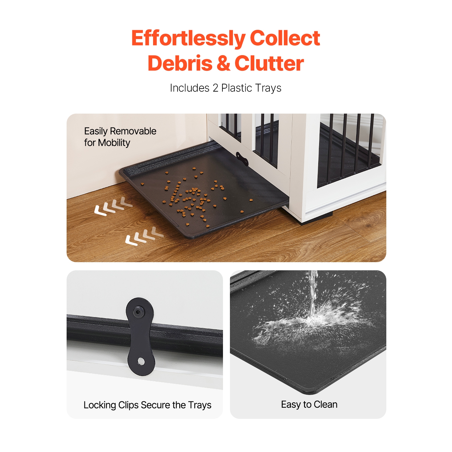 VEVOR 72" Dog Crate Furniture for 2 Dogs, Double Dog Crate Furniture with Double Sliding Doors, Large Dog Crate TV Stand with Removable Tray, Steel