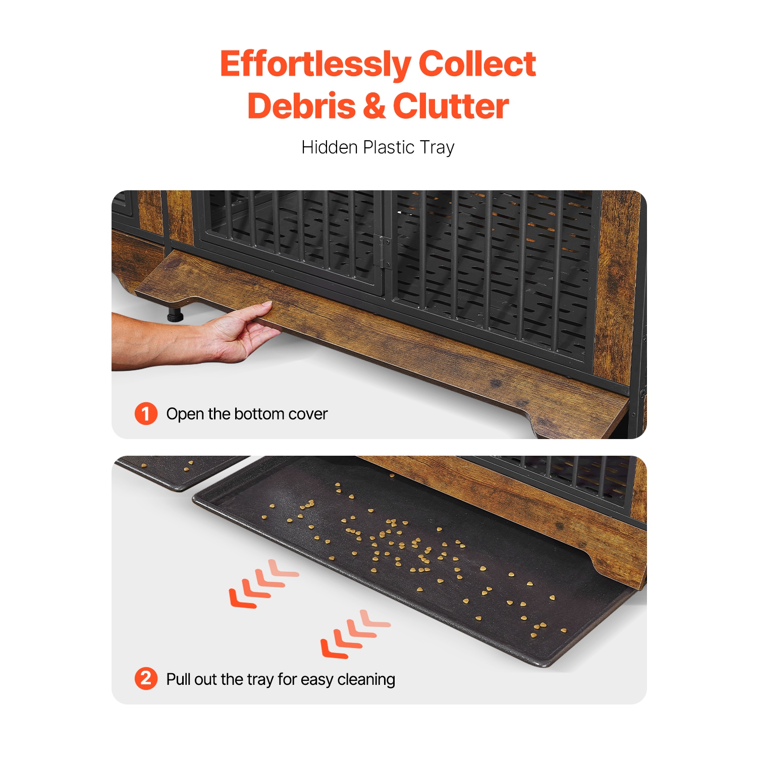 VEVOR 75" Dog Crate Furniture for 2 Dogs, Extra Large Double Dog Crate Furniture Large Breed with Divider & Double Doors, Large Wooden Dog Crate