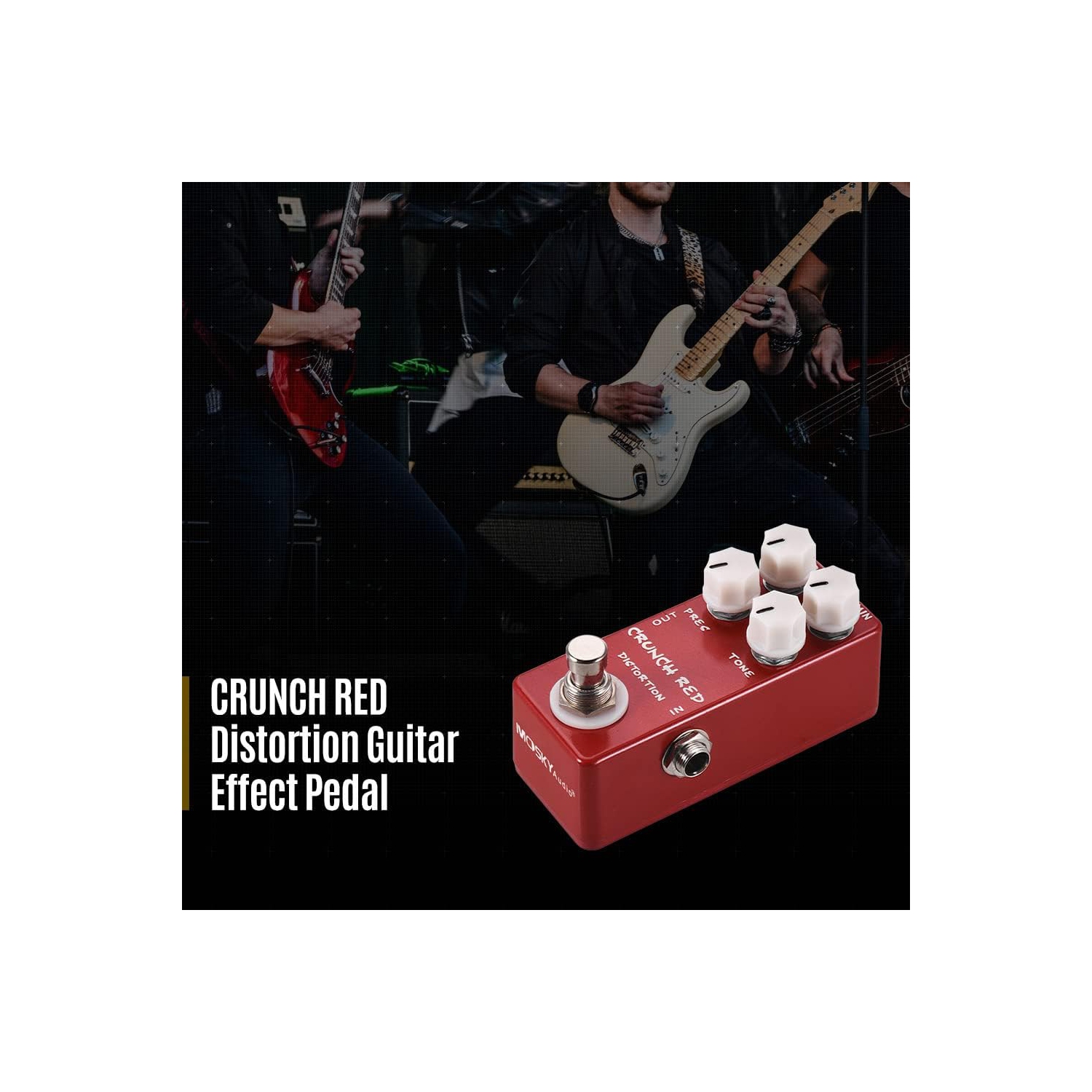 Guitar distortion effects pedal | Four-knob precision control | True bypass design | Full metal body | Suitable for beginners to professionals