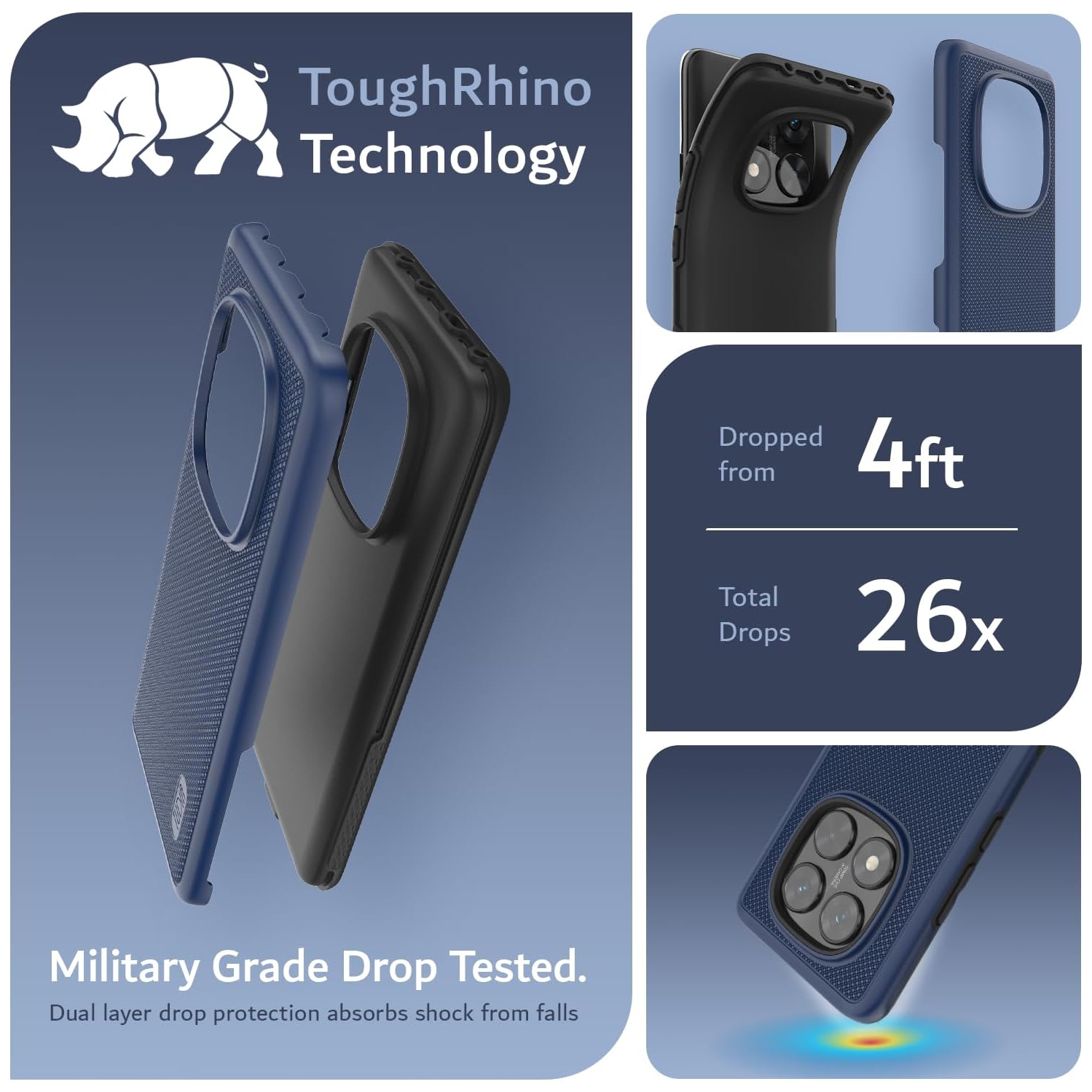 TUDIA MergeGrip Xiaomi Redmi Note 14 Pro 5G Case 2025 - Indigo Blue