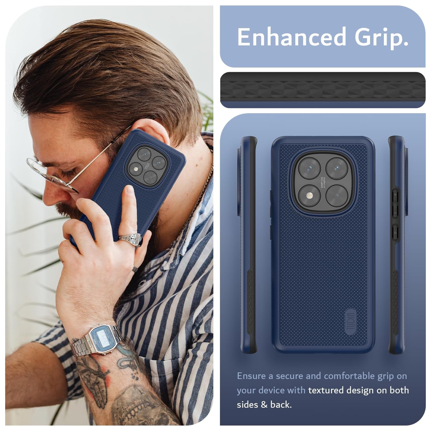TUDIA MergeGrip Xiaomi Redmi Note 14 Pro 5G Case 2025 - Indigo Blue