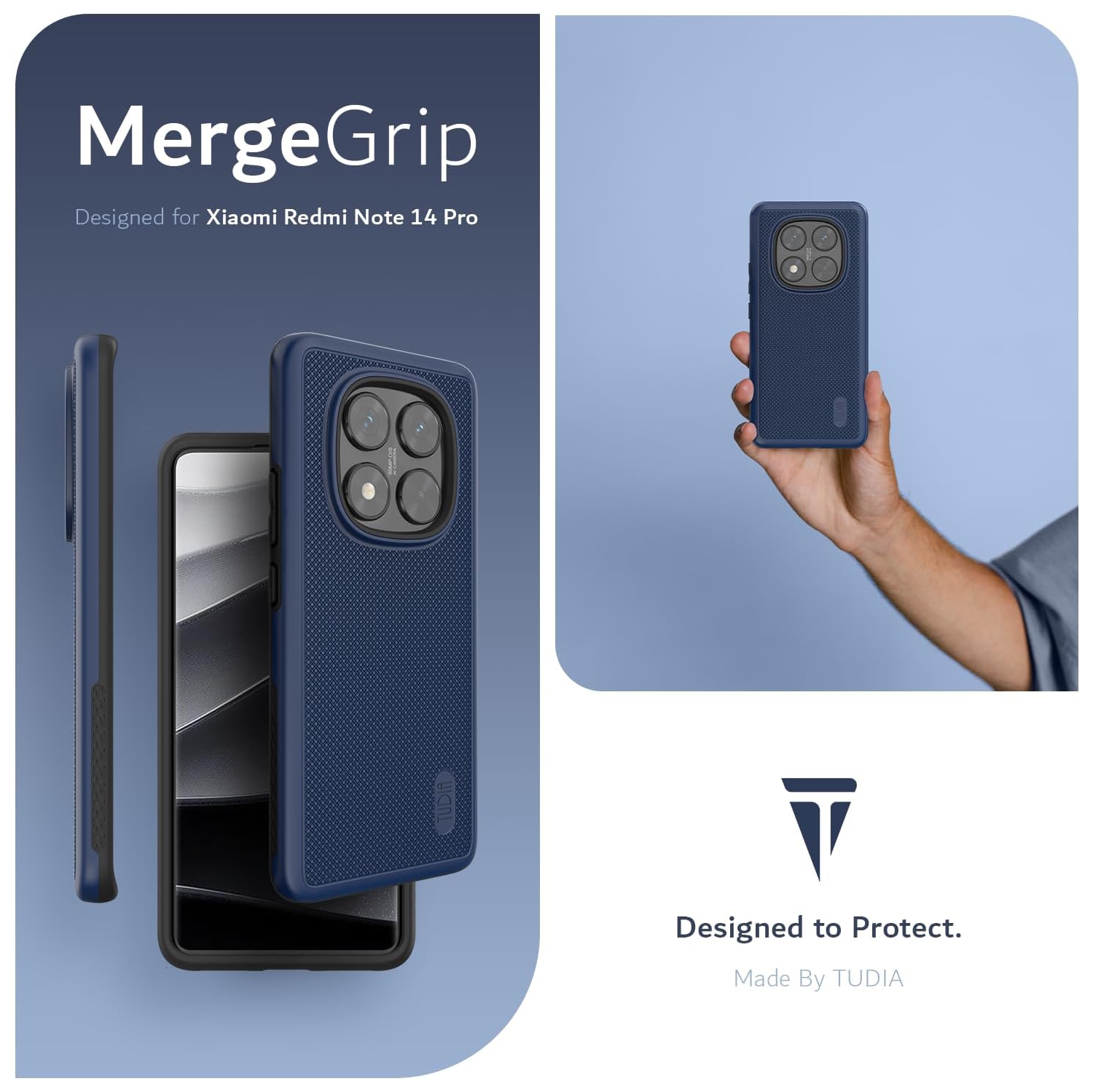 TUDIA MergeGrip Xiaomi Redmi Note 14 Pro 5G Case 2025 - Indigo Blue