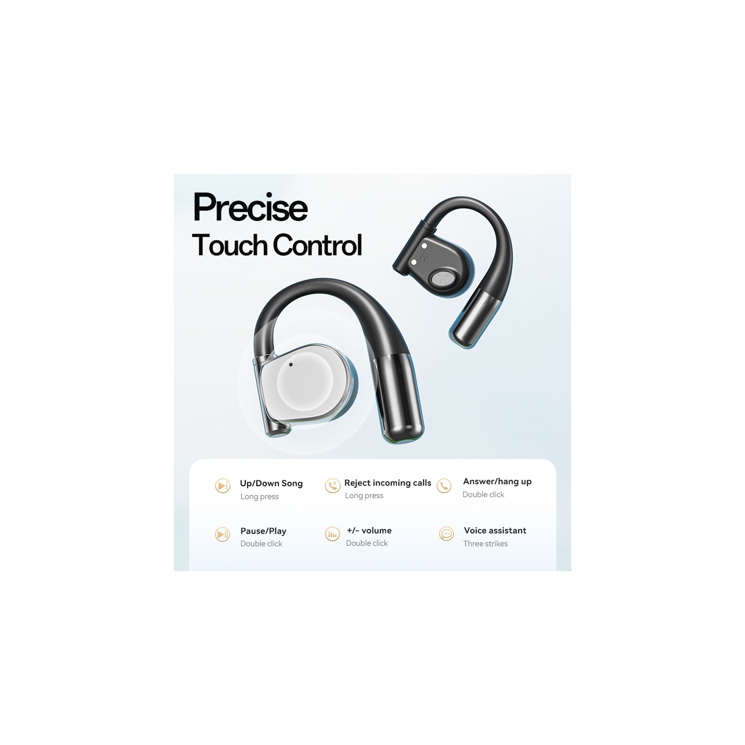 Casque d'écoute portatif AI Translation, oreillette Bluetooth avec crochet auriculaire et étui de recharge UV pour les voyages et les affaires