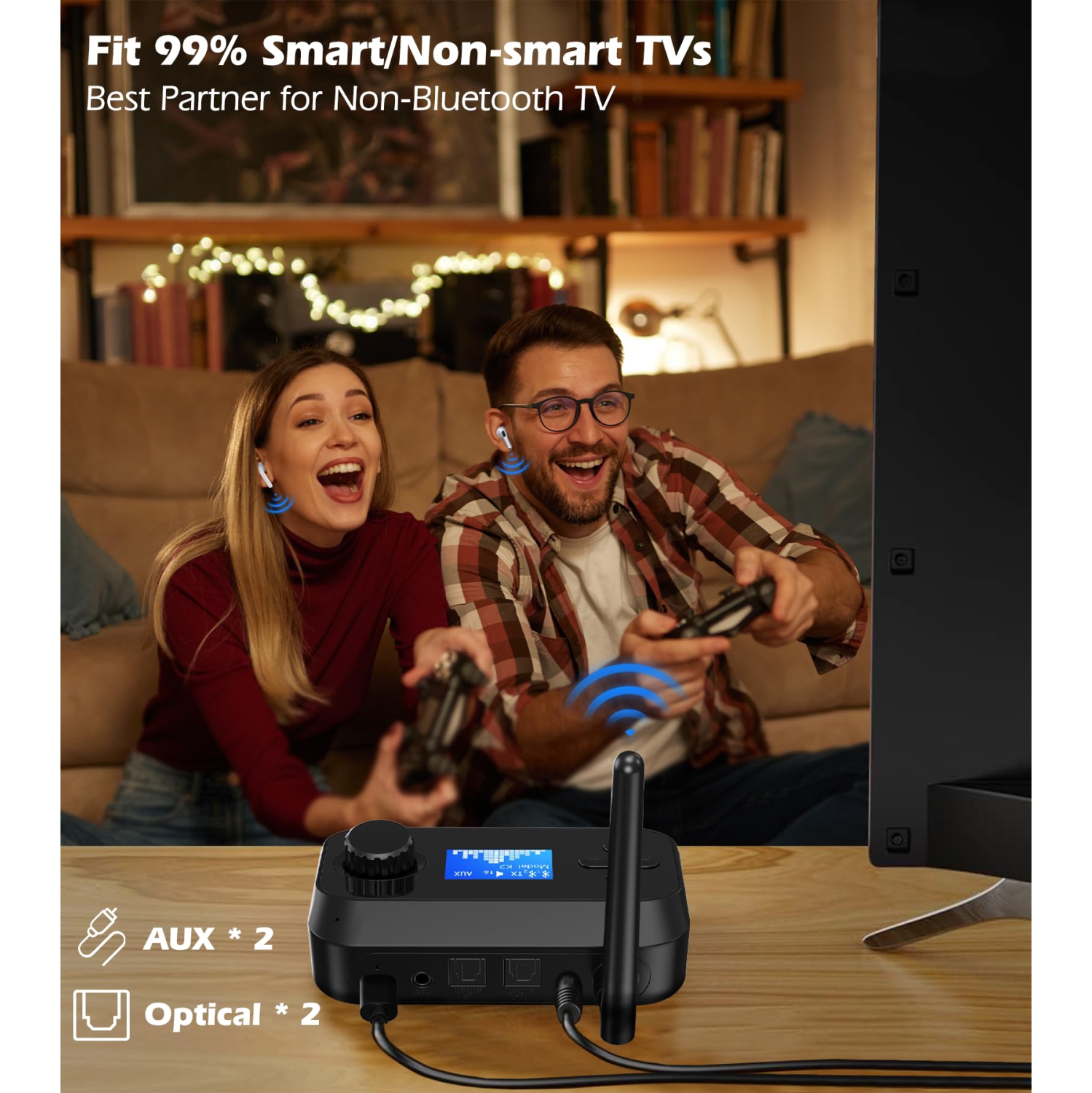 Émetteur et récepteur Bluetooth audio, adaptateur Bluetooth 5,3 avec prise auxiliaire, coaxial, entrée optique, sortie auxiliaire et prise en charge