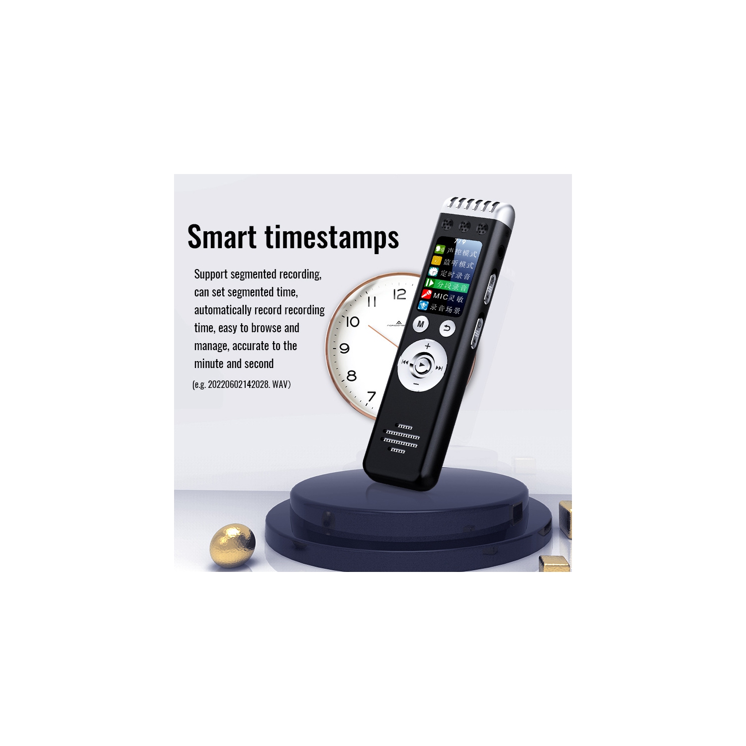 Enregistreur vocal portatif et mini lecteur de musique, lecture MP3, idéal pour les entrevues et les enregistrements de réunions