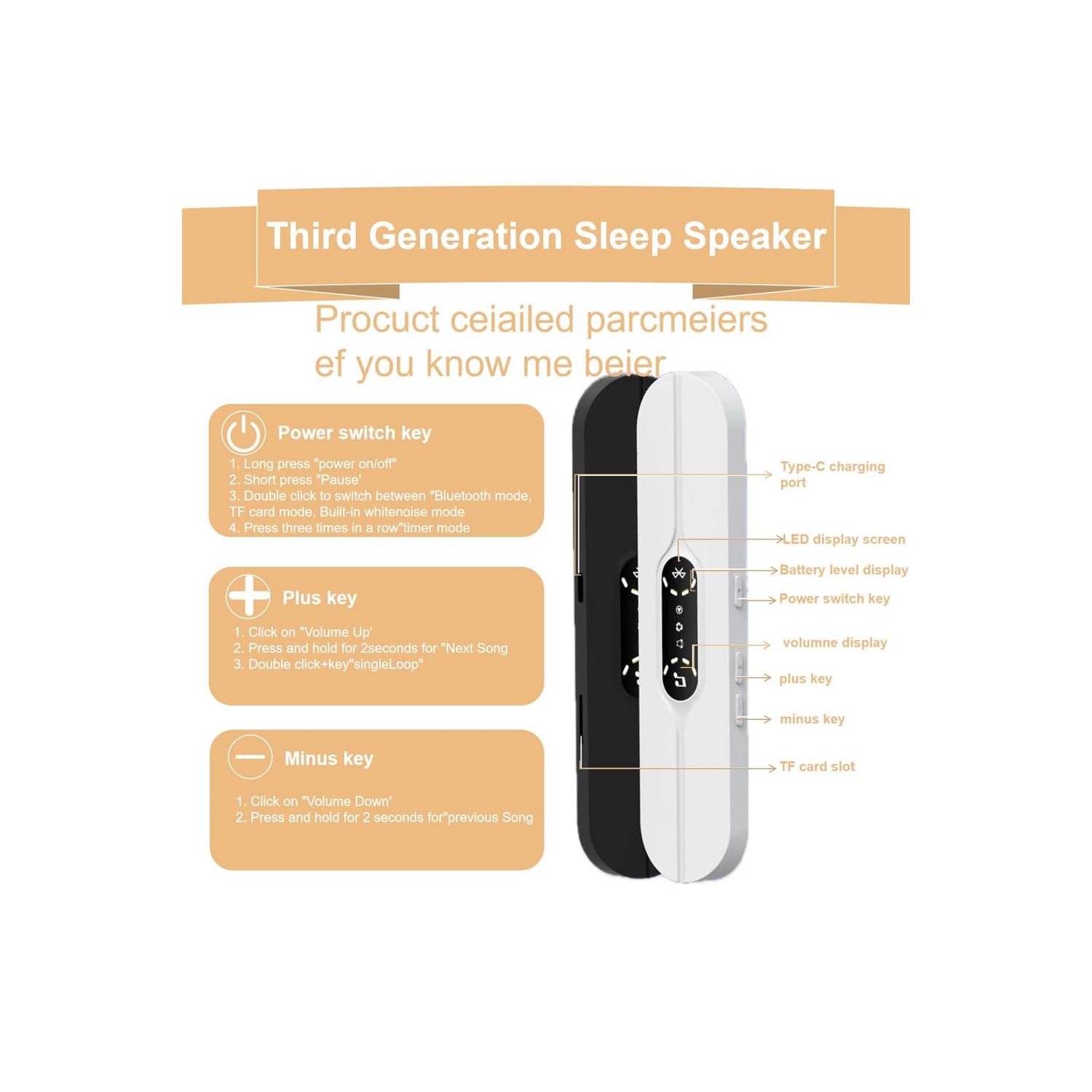 Bluetooth Sleep Speaker, Portable Under-Pillow MP3 Player to Promote Sleep and Relieve Stress