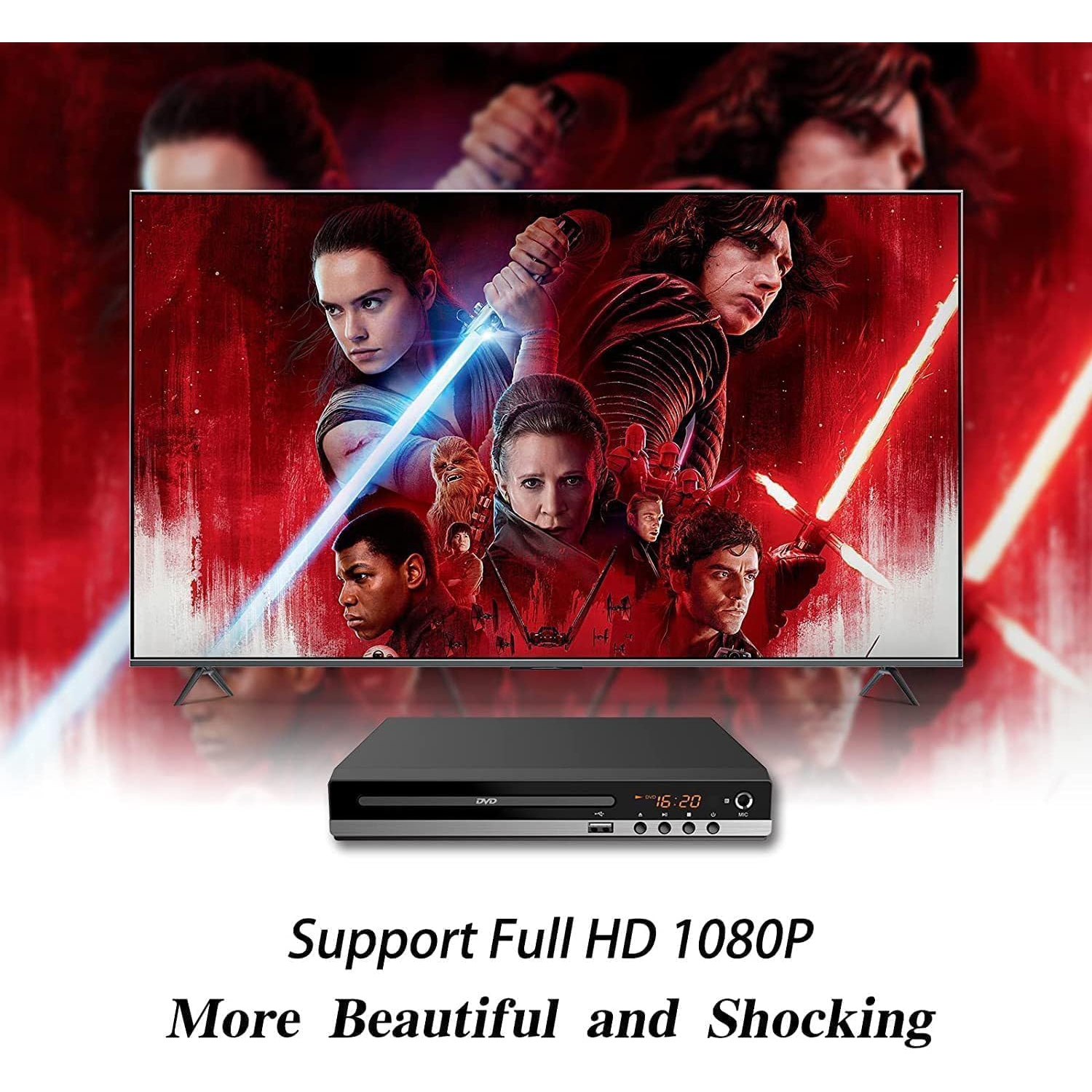 DVD player EVD student cd player home VCD eye protection disc player CD player with remote control 1080P HD, supports monitors and projectors, new