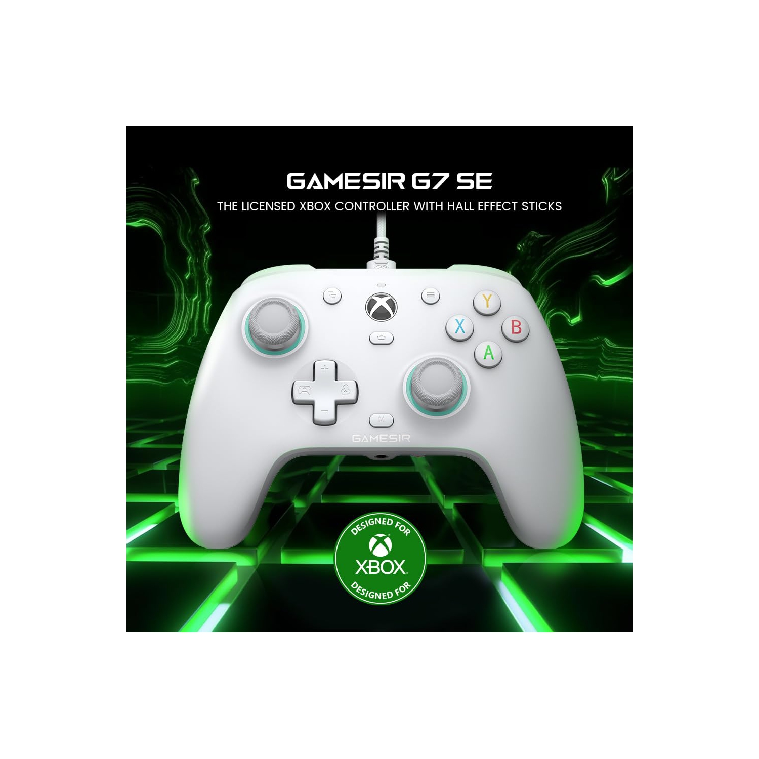 Manette avec fil G7 SE de GameSir pour Xbox Series X|S, Xbox One et Windows 10/11, manette prête à l'emploi avec manche à balai à effet Hall/vapeur à