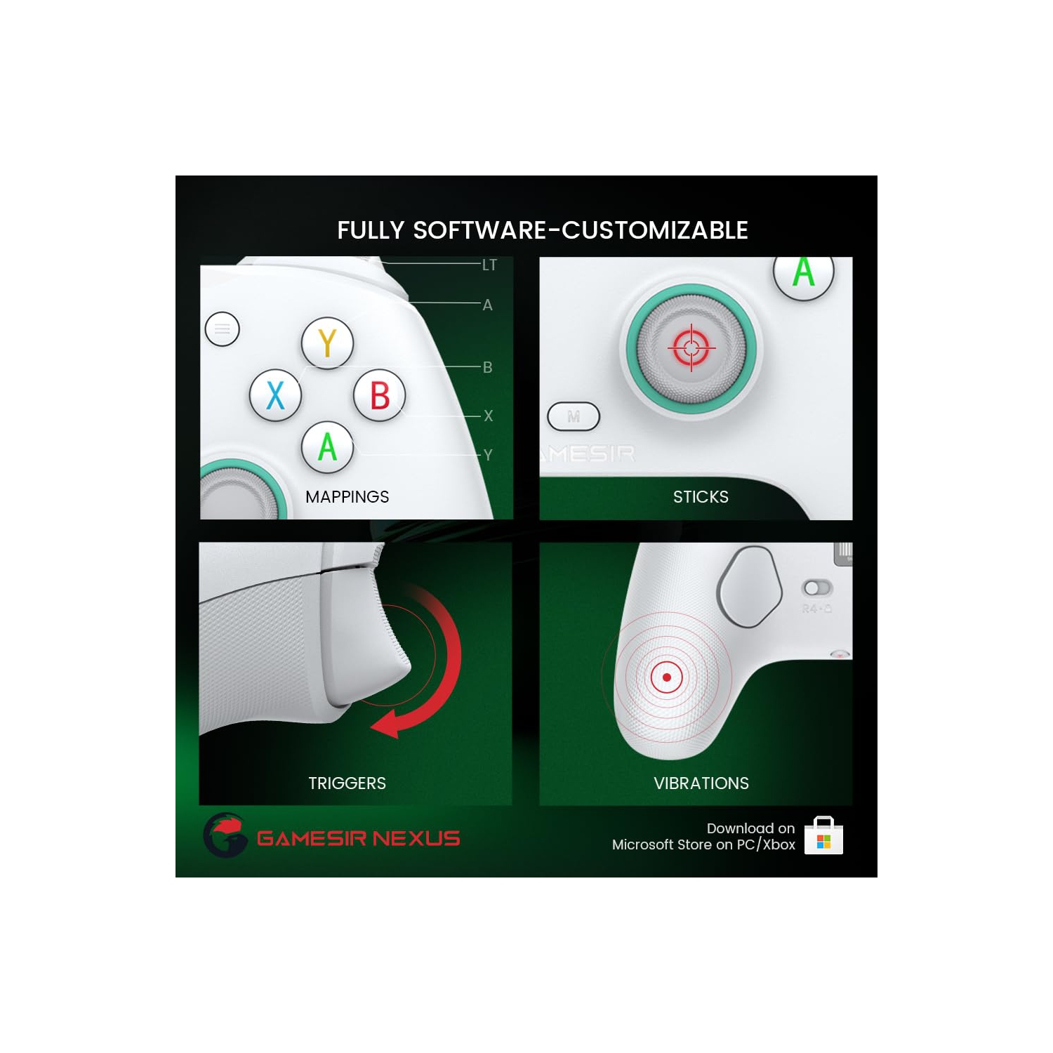 Manette avec fil G7 SE de GameSir pour Xbox Series X|S, Xbox One et Windows 10/11, manette prête à l'emploi avec manche à balai à effet Hall/vapeur à