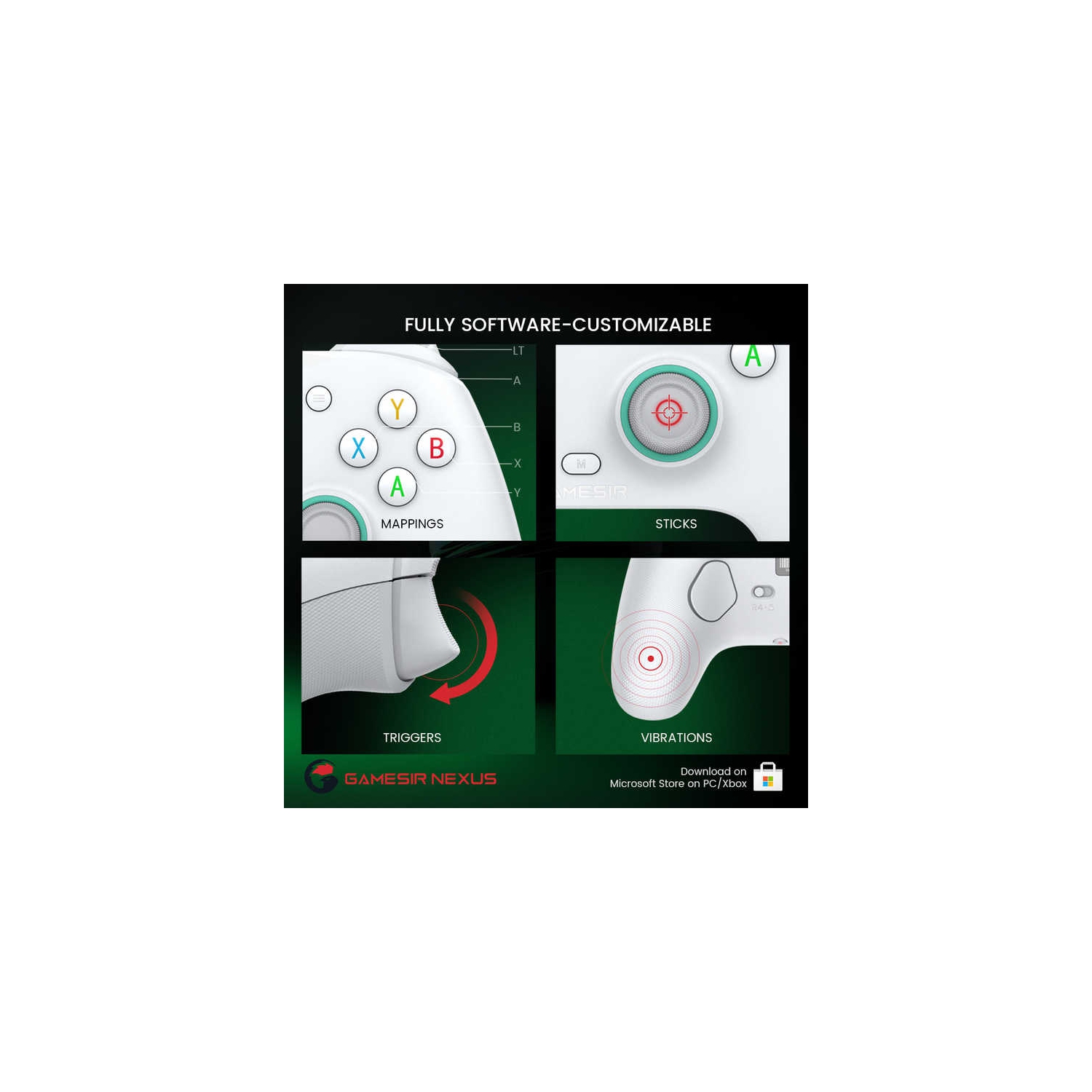 Manette avec fil G7 SE de GameSir pour Xbox Series X|S, Xbox One et Windows 10/11, manette prête à l'emploi avec manche à balai à effet Hall/vapeur à