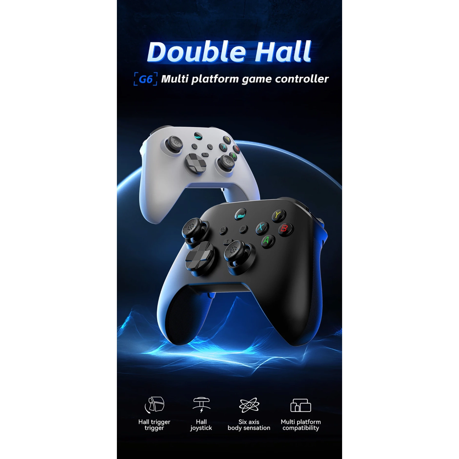 Nouveau contrôleur Bluetooth sans fil G6, deux boutons de retour Hall, vibrations continues à 6 axes, prise en charge Switch, ordinateur, Android,