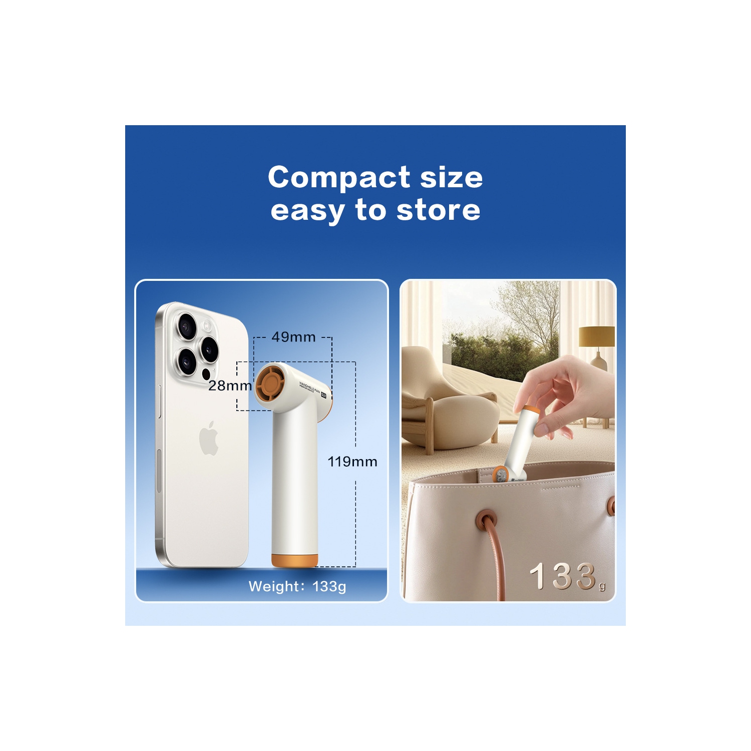 2025 nouveau ventilateur portatif USB mini ventilateur turbo portatif haute vitesse, réglage de la vitesse du vent à quatre vitesses, moteur sans