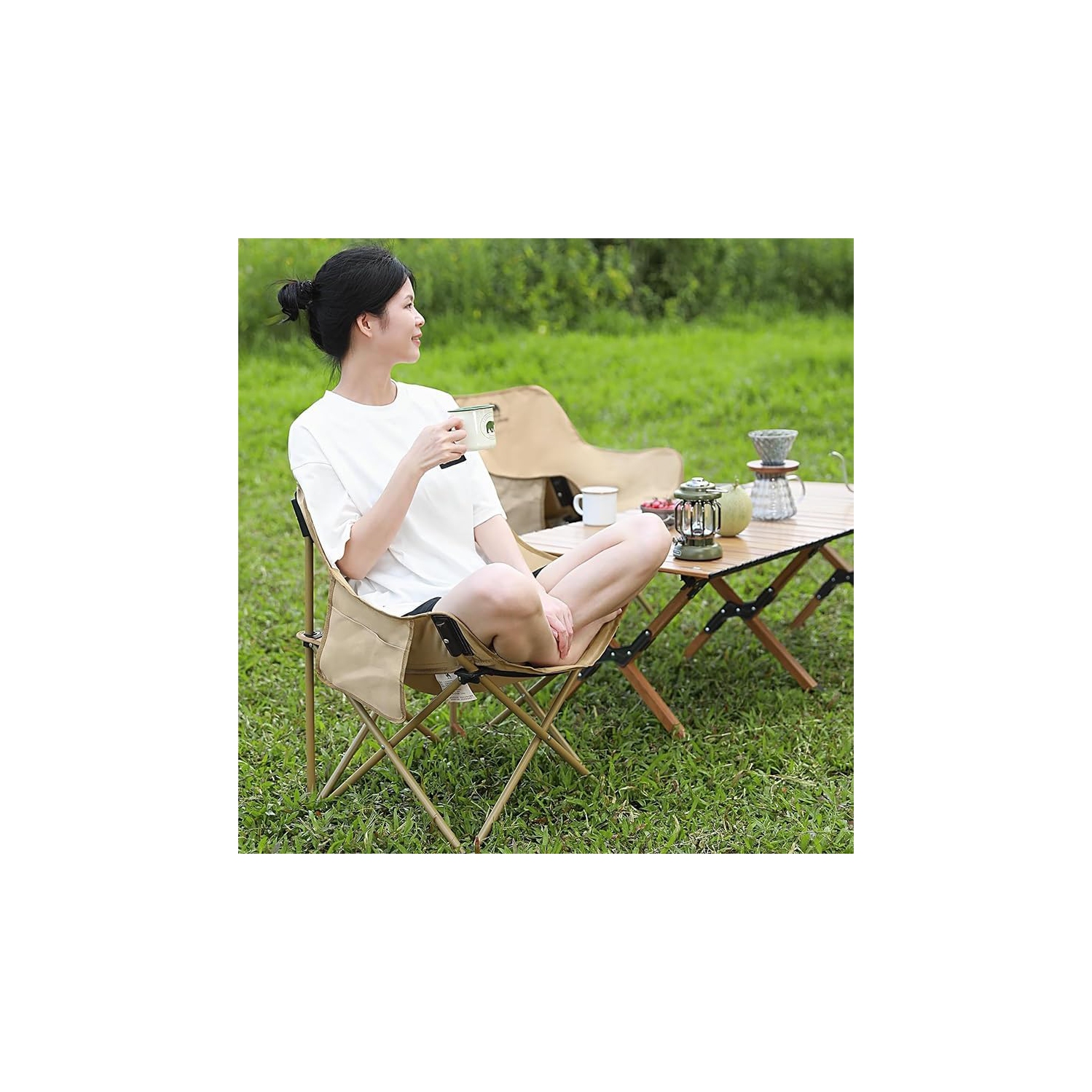 Chaise de camping pliante robuste – 190 kg, compacte et portative, tissu Oxford 600D, idéale pour l'extérieur, la randonnée, Pêche, événements