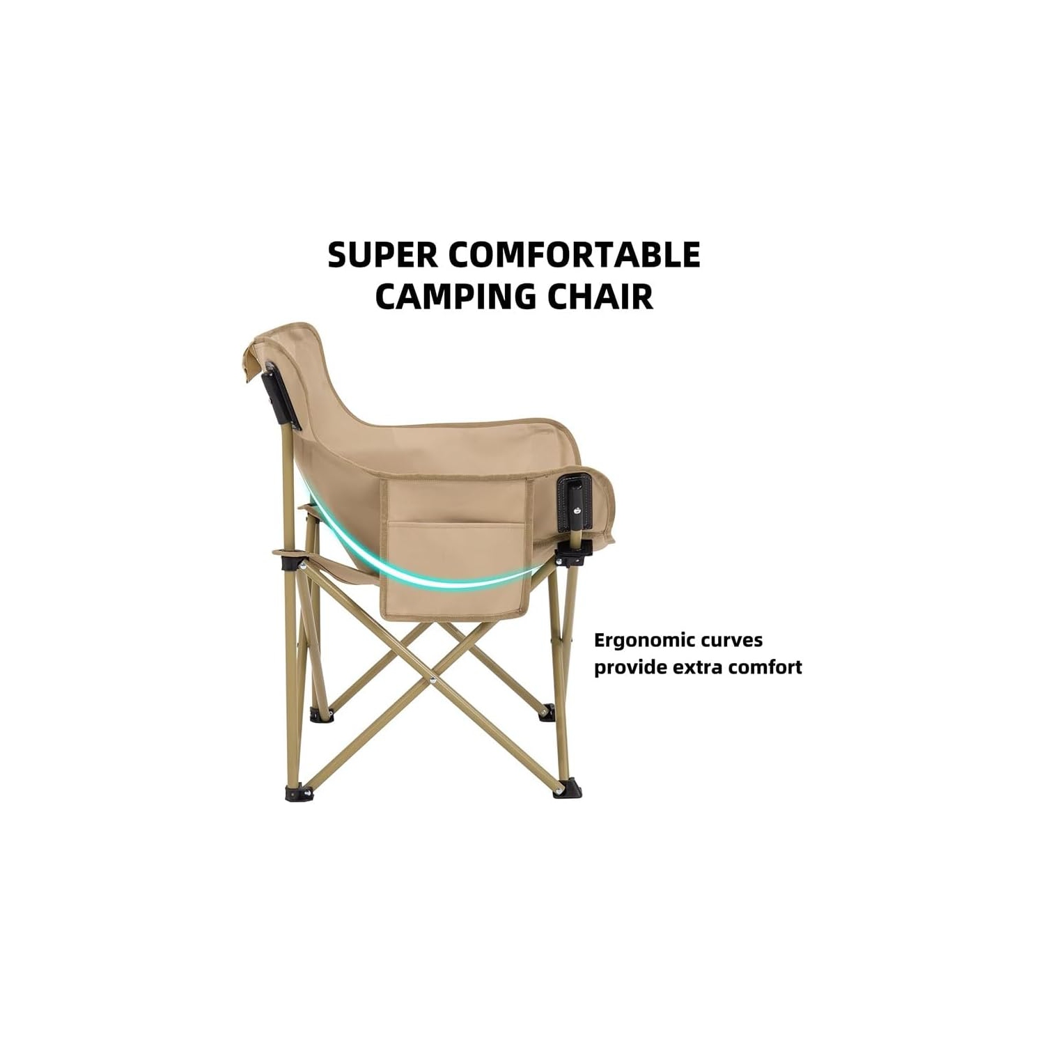Chaise de camping pliante robuste – 190 kg, compacte et portative, tissu Oxford 600D, idéale pour l'extérieur, la randonnée, Pêche, événements