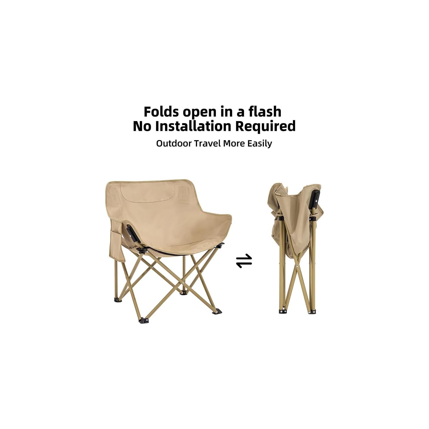 Chaise de camping pliante robuste – 190 kg, compacte et portative, tissu Oxford 600D, idéale pour l'extérieur, la randonnée, Pêche, événements