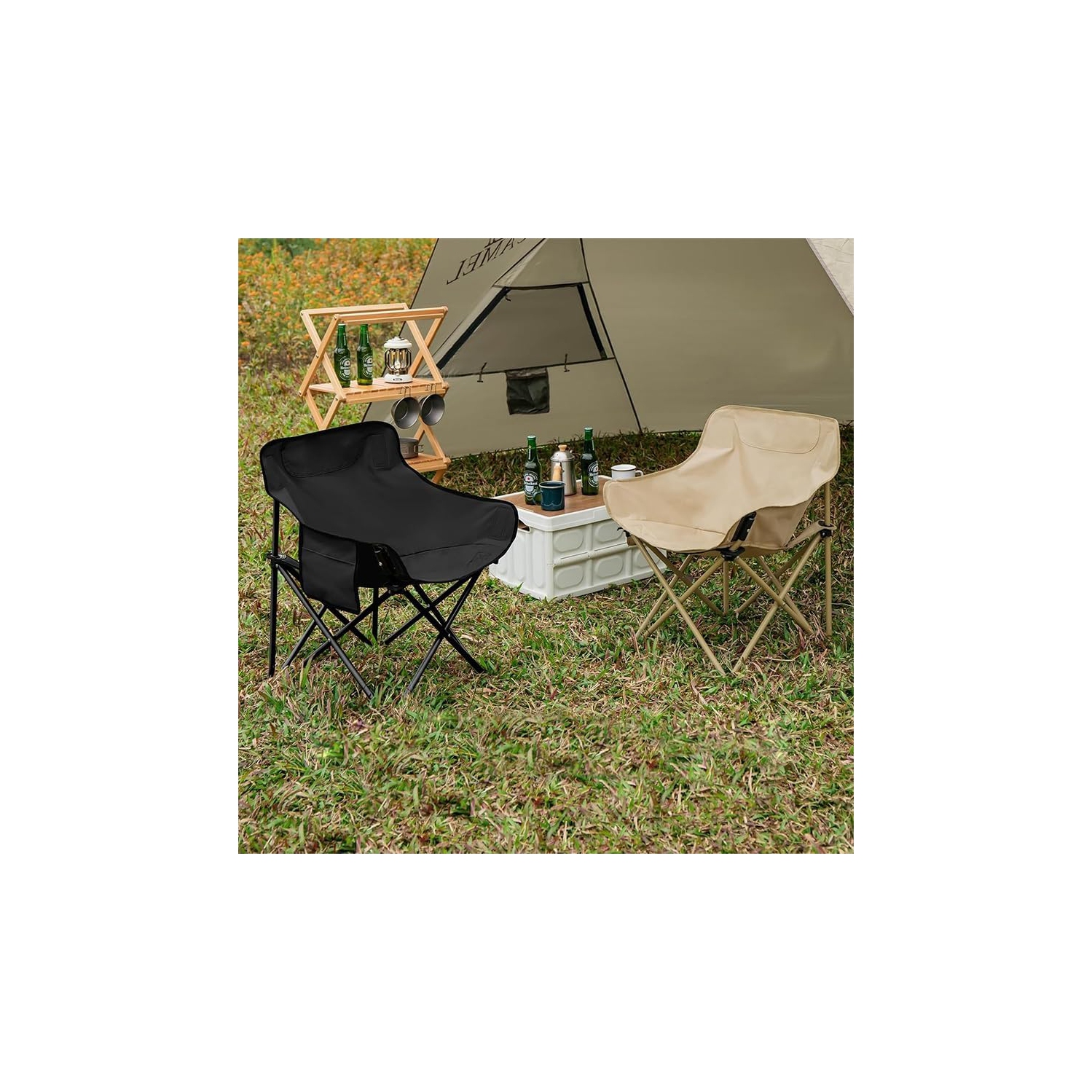 Chaise de camping pliante robuste – 190 kg, compacte et portative, tissu Oxford 600D, idéale pour l'extérieur, la randonnée, Pêche, événements