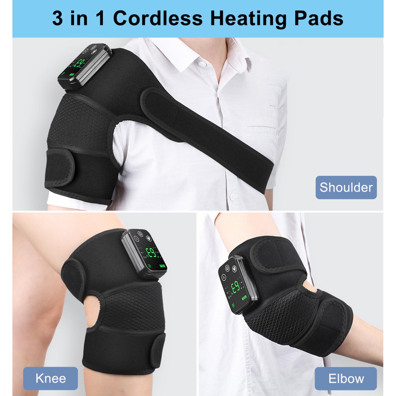 Rechargeable Knee Massager 3 Gear Vibration Massage Adjustable Shoulder Brace Electric Heating Pads Leg Knee Warmer