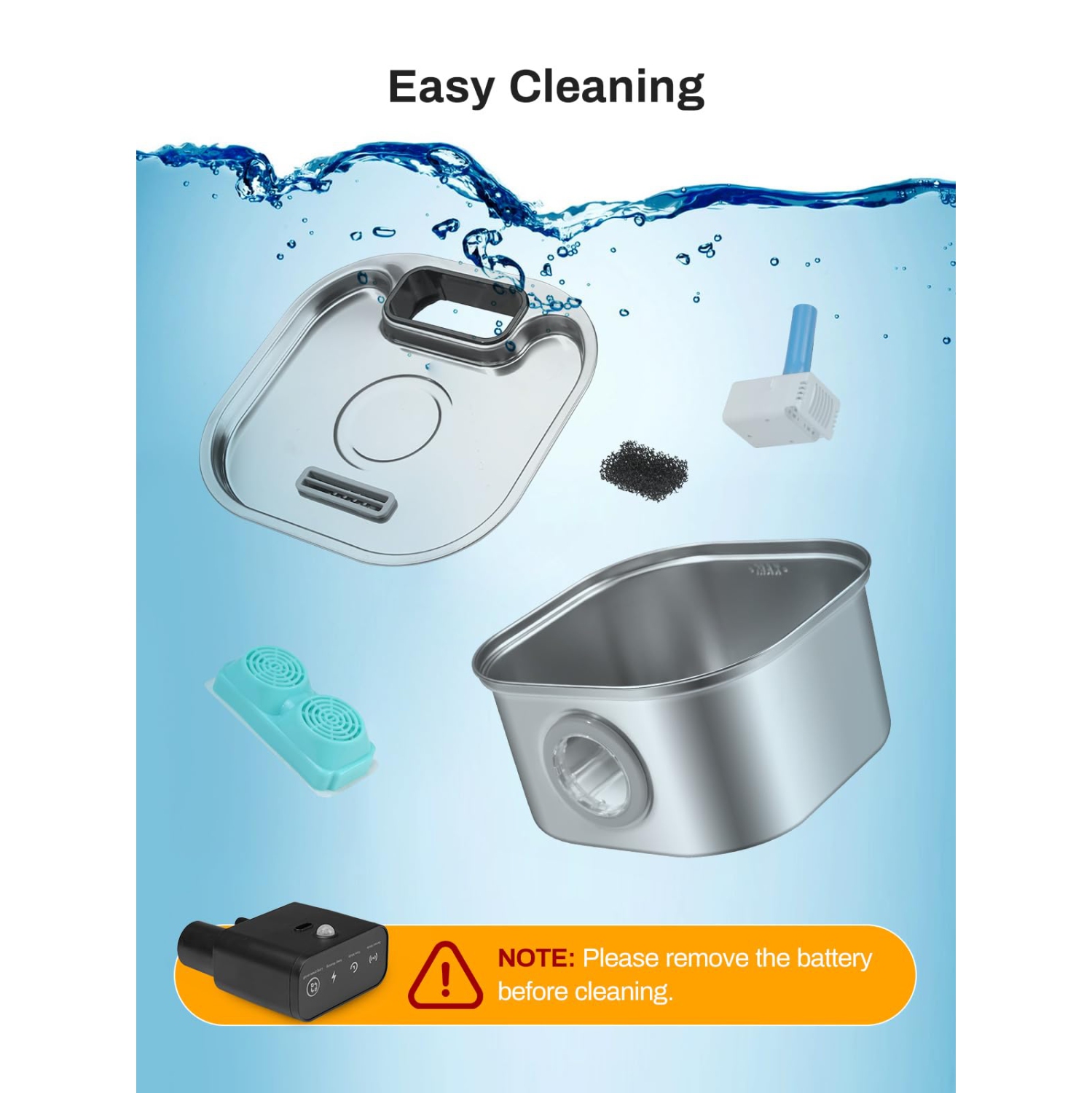 Wireless Cat Water Fountain, 4000mAh Battery Operated, 3.2L/108oz Cordless Automatic Stainless Steel Pet Fountain with Motion Sensor