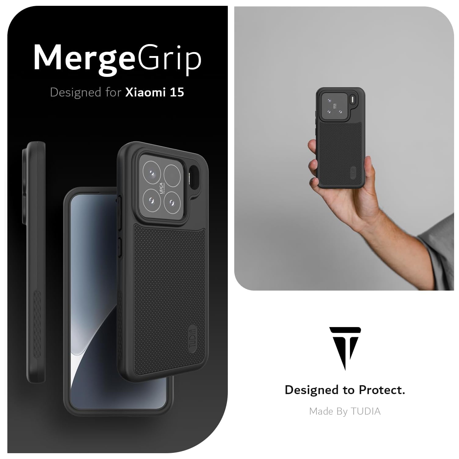 TUDIA MergeGrip Xiaomi 15 5G Case 2025 - Black