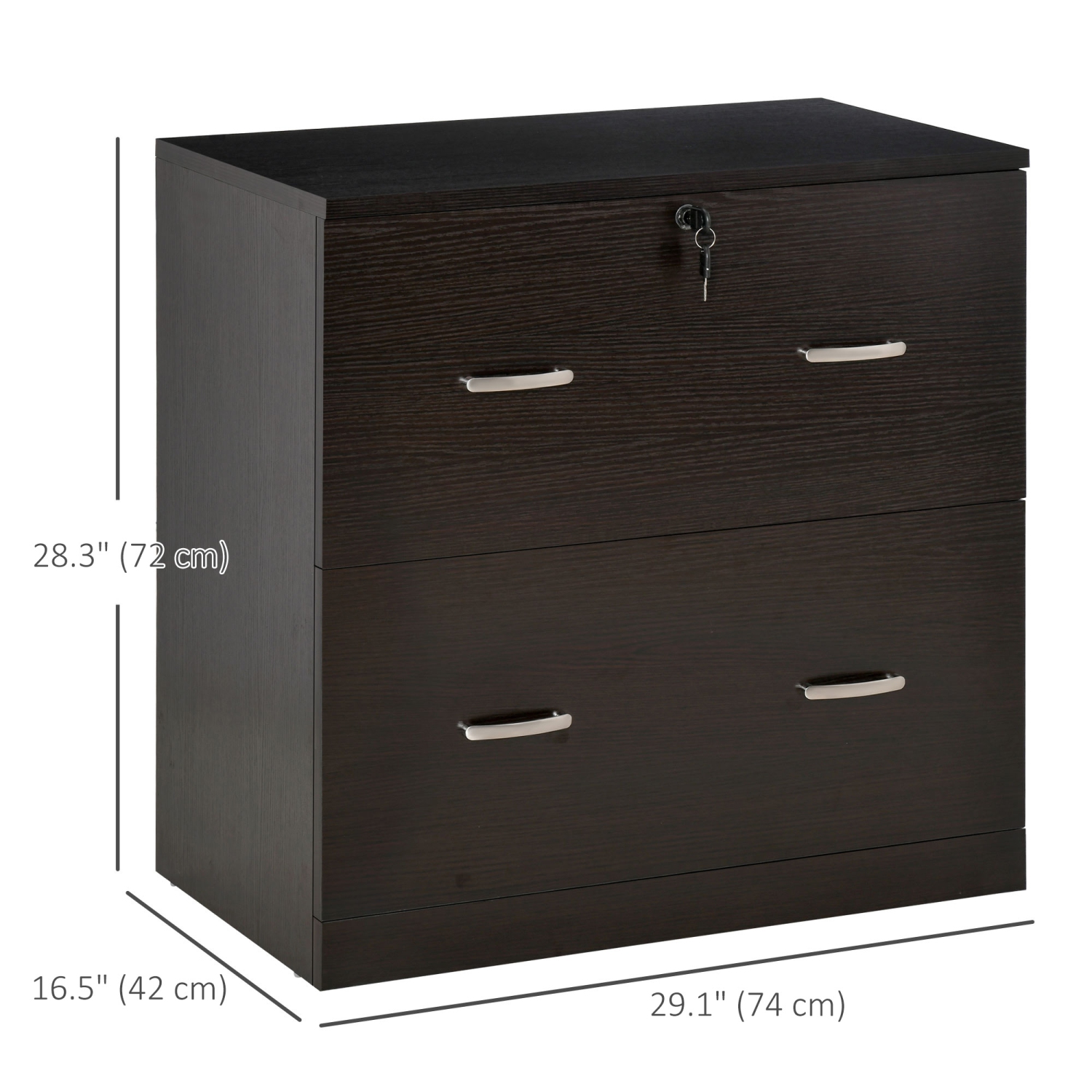 Kepooman Secure Vertical File - 2 Locking Drawers with Hanging Rails for A4 Home Office Document Organization, Espresso