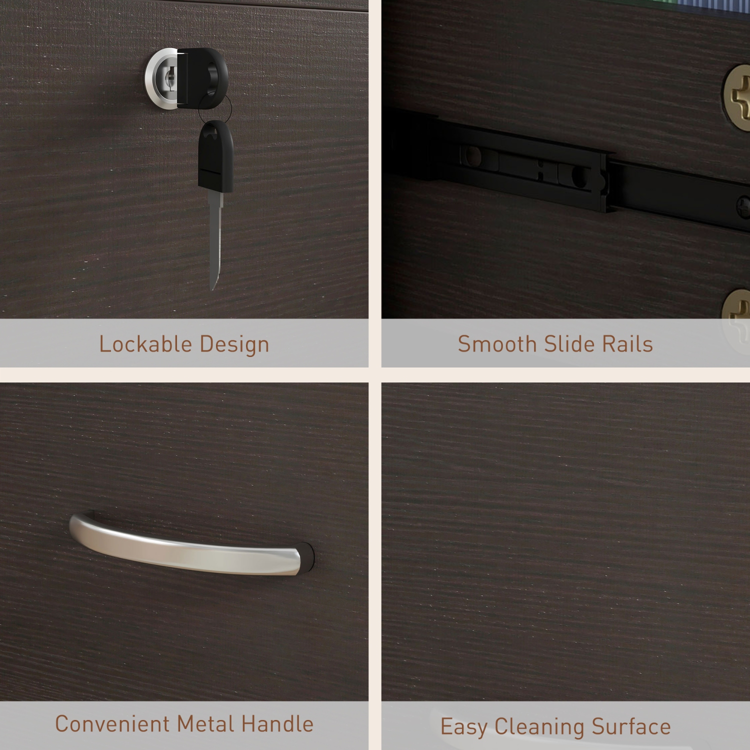 Kepooman Secure Vertical File - 2 Locking Drawers with Hanging Rails for A4 Home Office Document Organization, Espresso