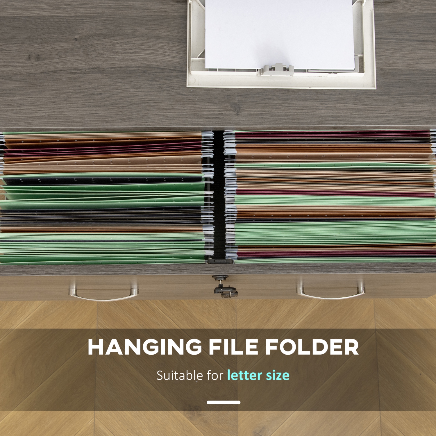 Kepooman Secure Vertical File - 2 Locking Drawers with Hanging Rails for A4 Home Office Documents Organization, Grey