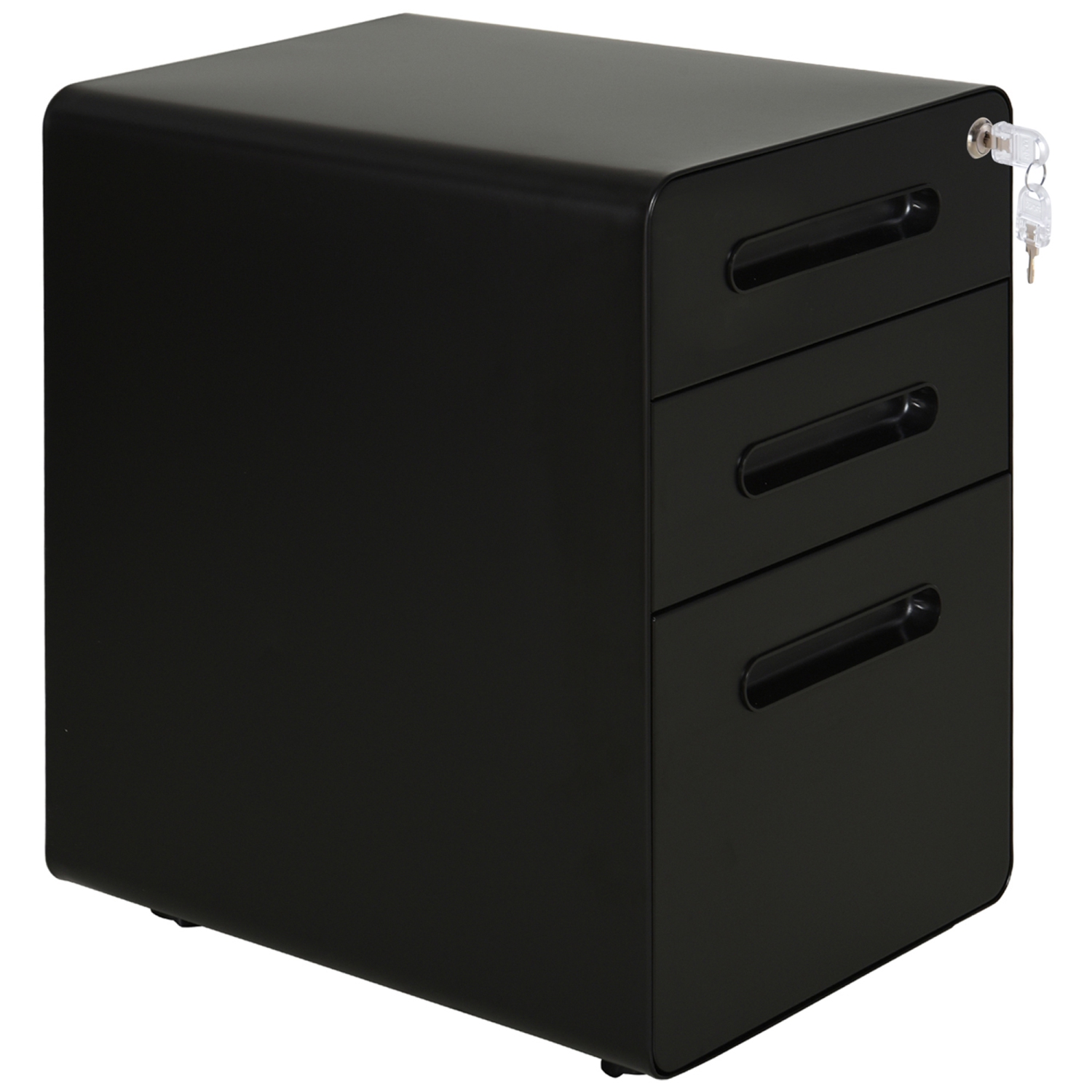 Kepooman Lockable File Cabinet Steel on Wheels for Legal A4 Letter Size Home Office Black