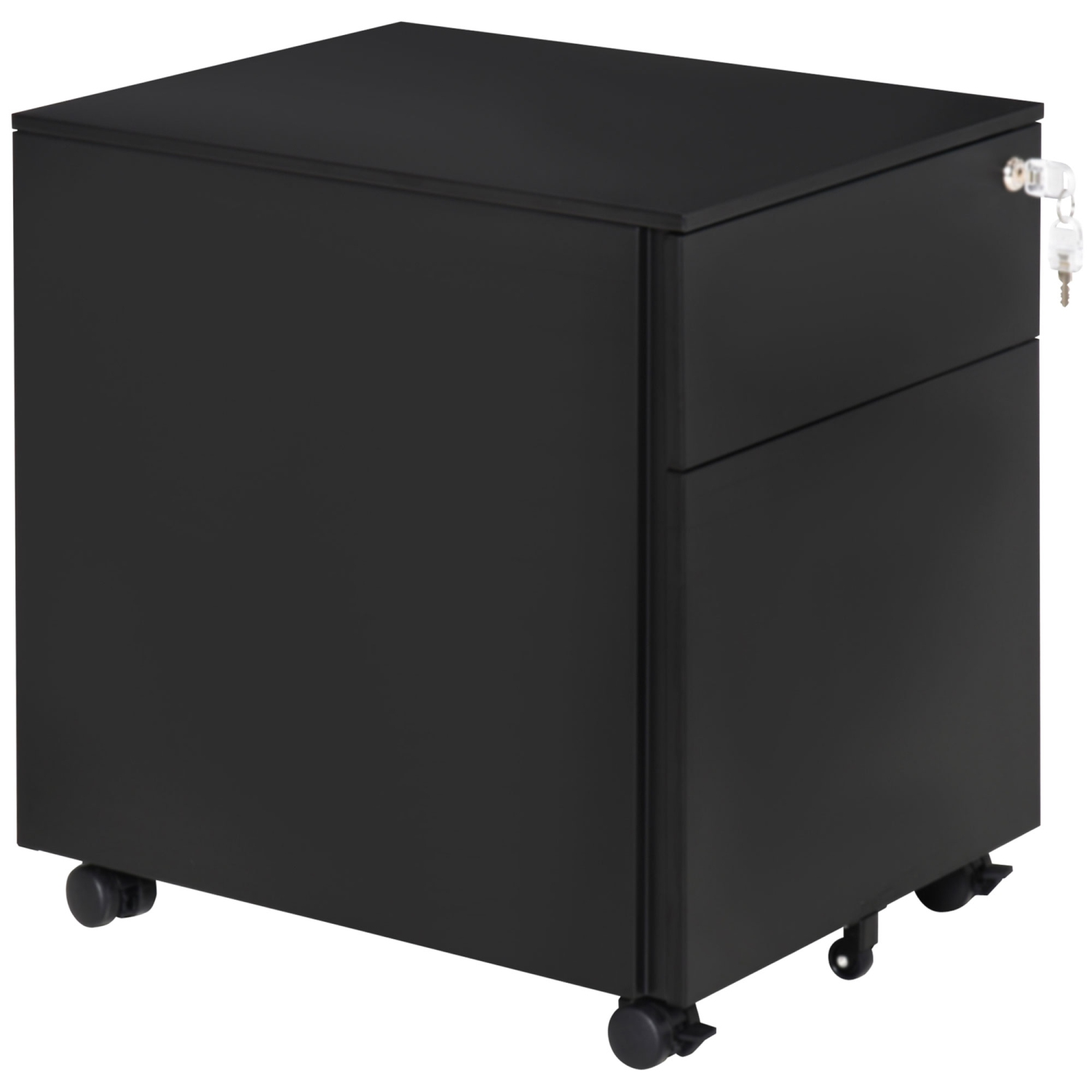 Kepooman Secure File Vault - Lockable Steel Cabinet on Wheels with Pencil Tray for Legal/Letter Documents, Black