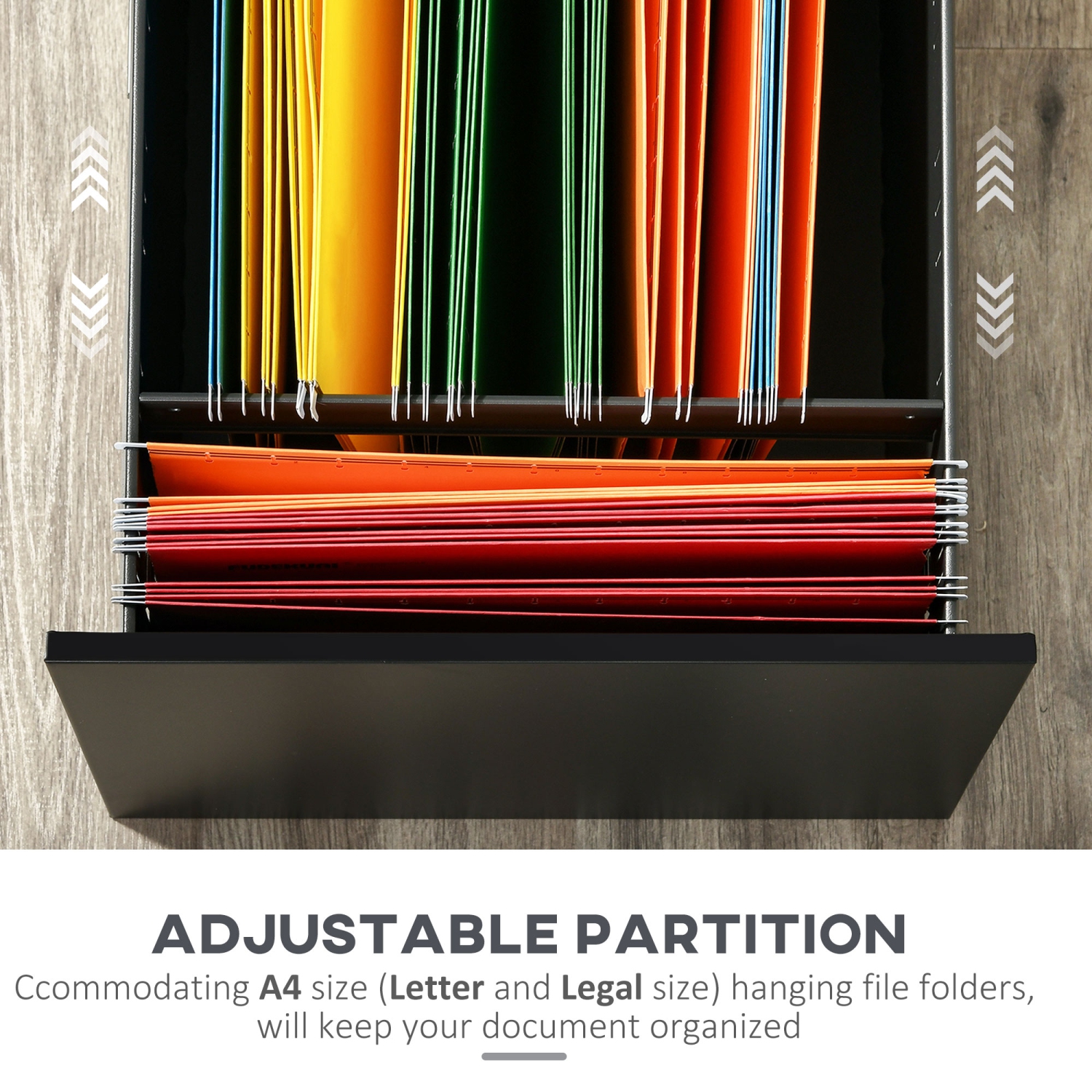 Kepooman Secure File Vault - Lockable Steel Cabinet on Wheels with Pencil Tray for Legal/Letter Documents, Black