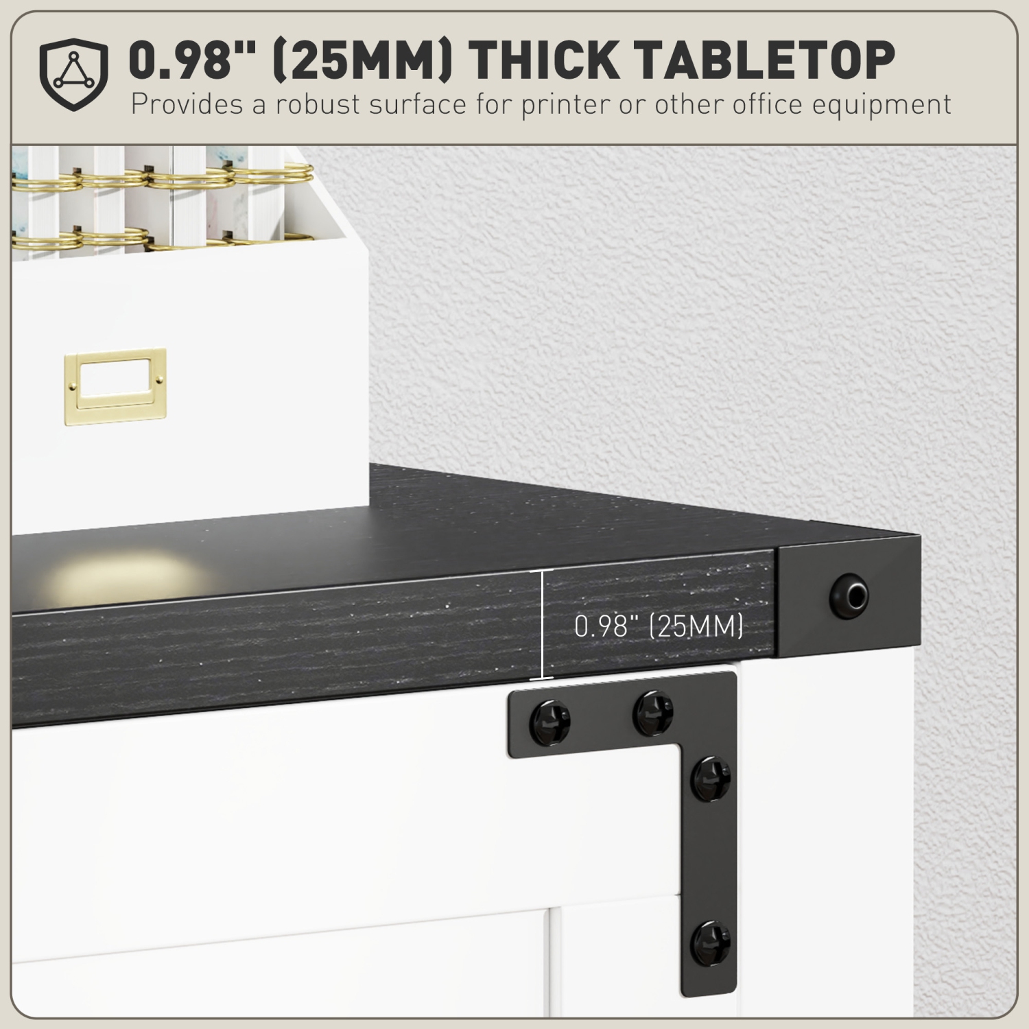 Kepooman 2 Drawer Filing Cabinet, Farmhouse Office Storage Cabinet with Adjustable Hanging Bars for Letter, A4, Legal Size, White