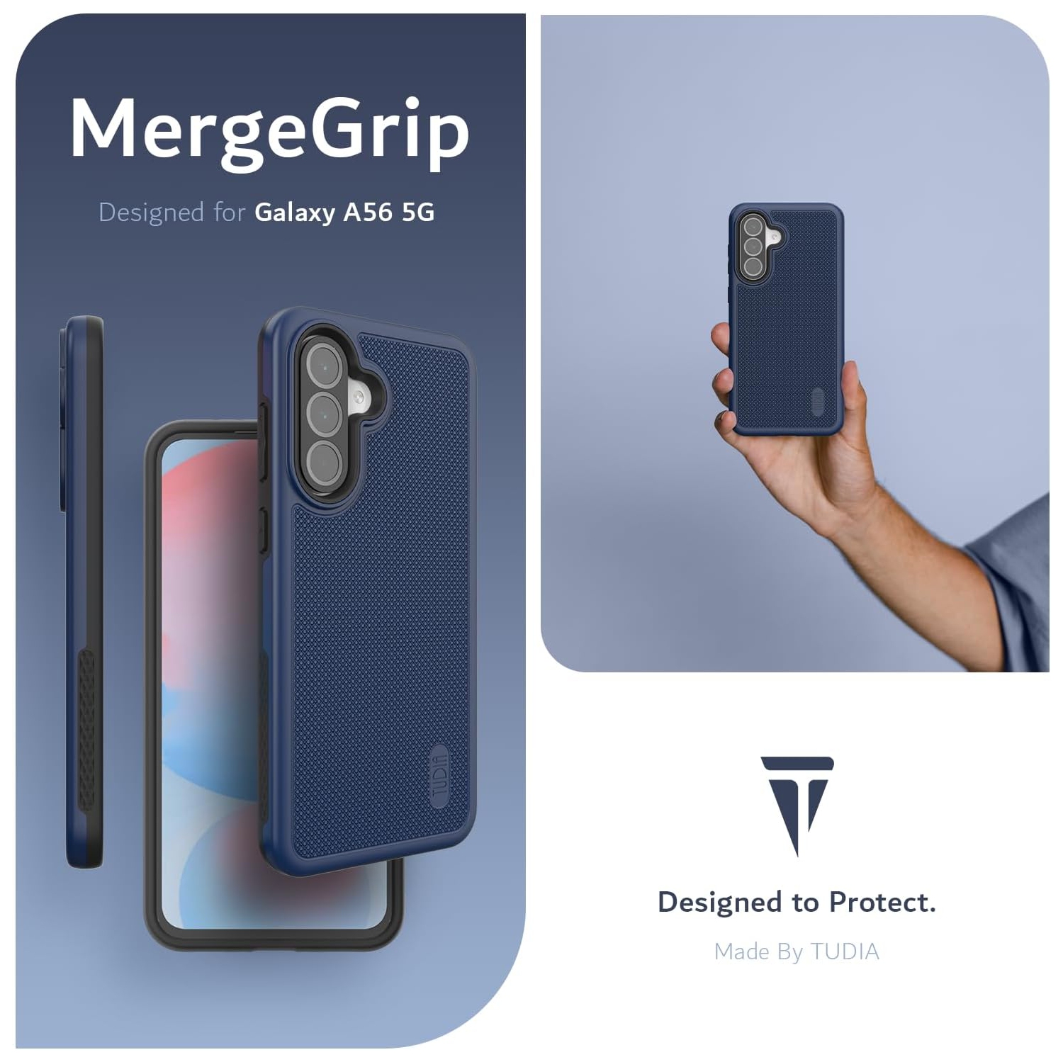 Étui MergeGrip 2025 de TUDIA pour Galaxy A56 5G de Samsung - Indigo
