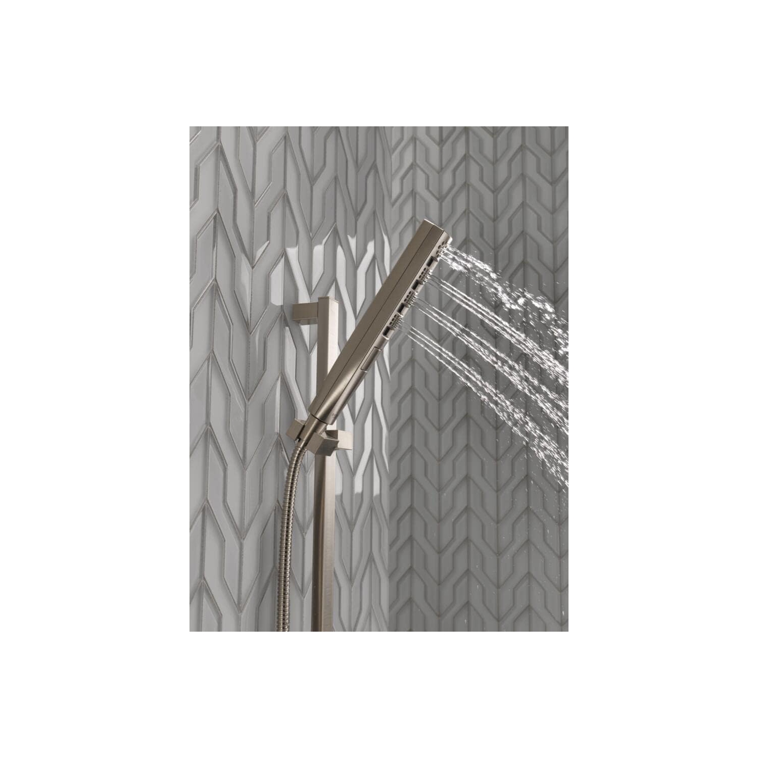 Delta Faucet Tetra H2Okinetic Slide Bar Hand Held Shower with Hose, Brushed Nickel Handheld Shower Head