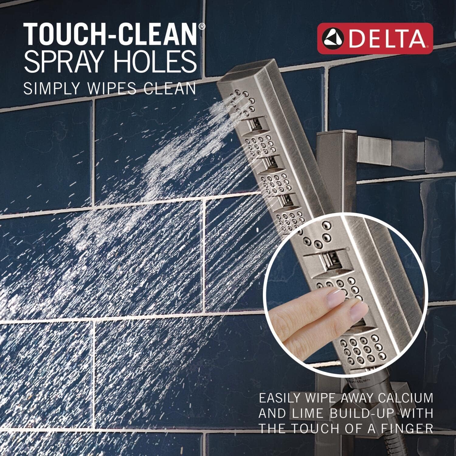 Delta Faucet Tetra H2Okinetic Slide Bar Hand Held Shower with Hose, Brushed Nickel Handheld Shower Head