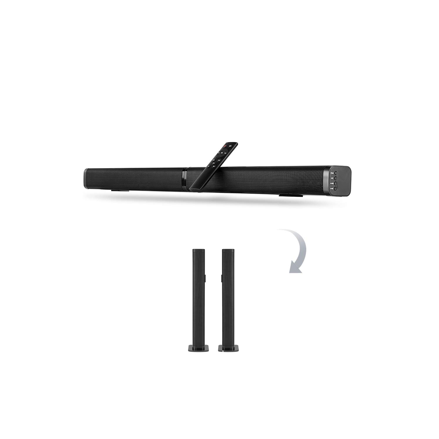 TV Sound Bar,Sound Bar for Speaker Smart TV,Soundbar with Surround Sound Powerful Bass, Home Theater Speaker with HDMI-ARC/AUX,Detachable Soundbar for TV