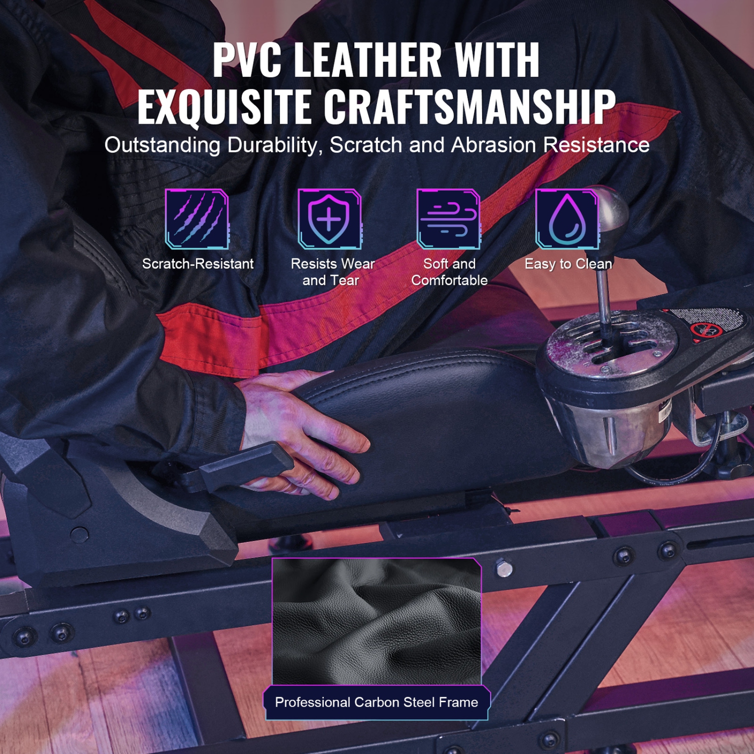 VEVOR 330&nbsp;lb L.C. Support de volant de course pour Logitech G923/G920/G29, cockpit de simulateur de conduite en acier robuste - Thrustmaster