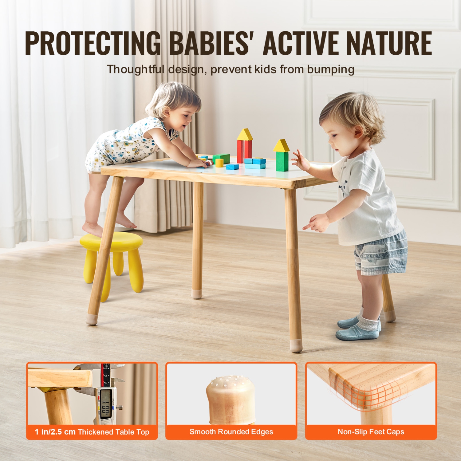 VEVOR Sensory Table for Toddlers, Kids Activity Table with Double-Sided Tabletop & Non-Slip Feet, Indoor/Outdoor Play Activity Table, Wooden Sensory