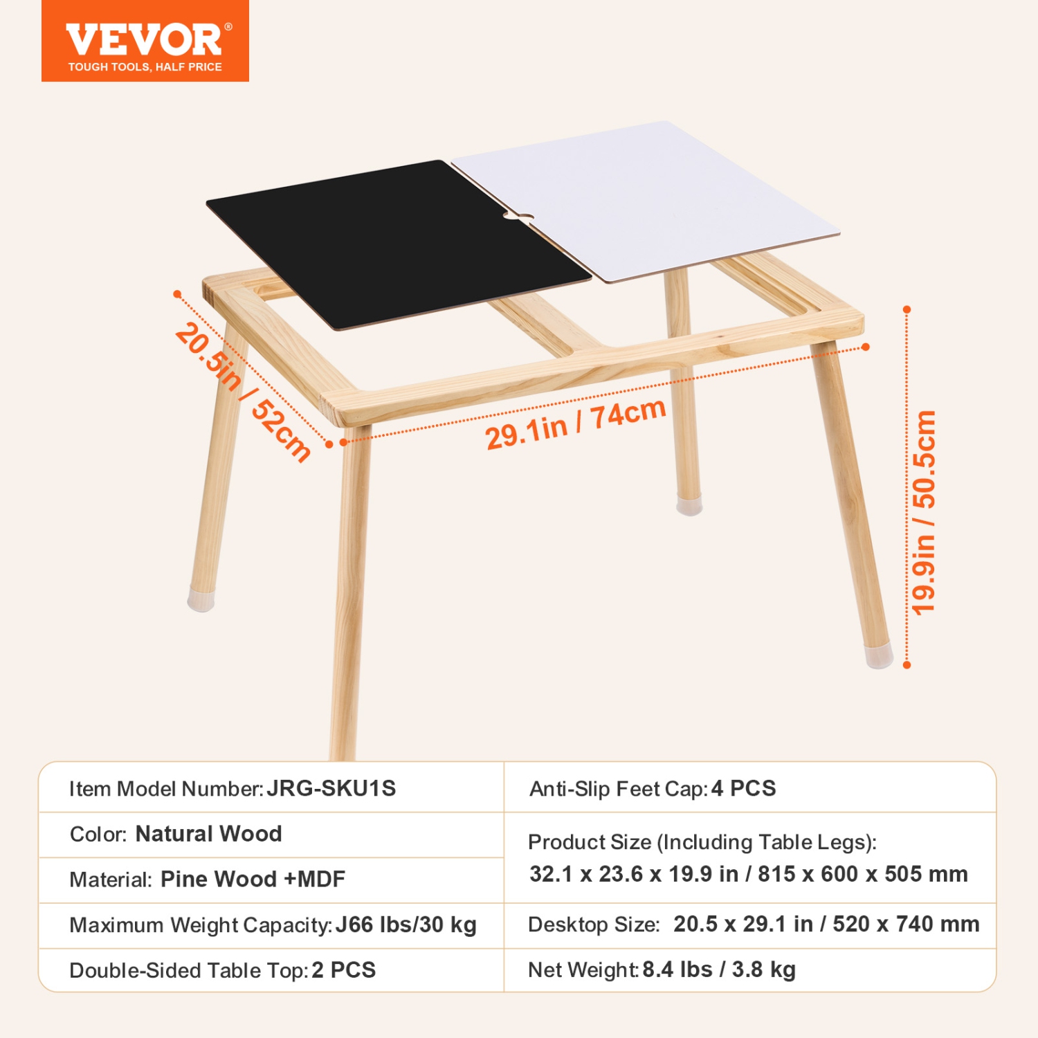 VEVOR Sensory Table for Toddlers, Kids Activity Table with Double-Sided Tabletop & Non-Slip Feet, Indoor/Outdoor Play Activity Table, Wooden Sensory