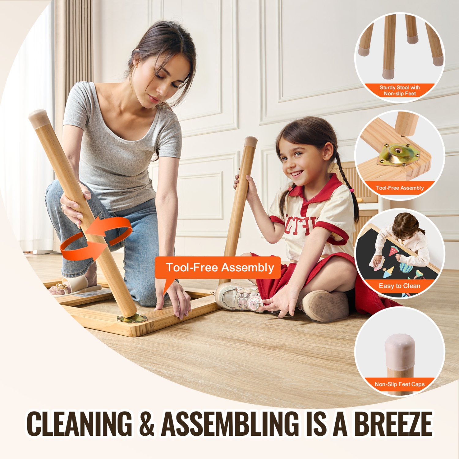 VEVOR Sensory Table and Chairs Set, Toddlers Activity Table with 2 Stools, 2 Storage Bins & Paper Roll Holder, Indoor/Outdoor Play Sand and Water