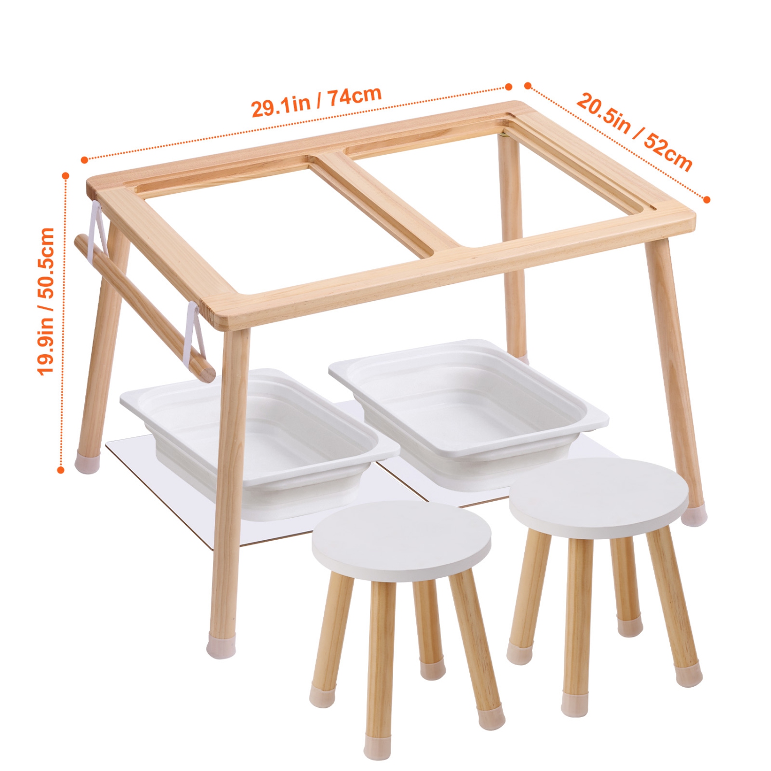 VEVOR Sensory Table and Chairs Set, Toddlers Activity Table with 2 Stools, 2 Storage Bins & Paper Roll Holder, Indoor/Outdoor Play Sand and Water